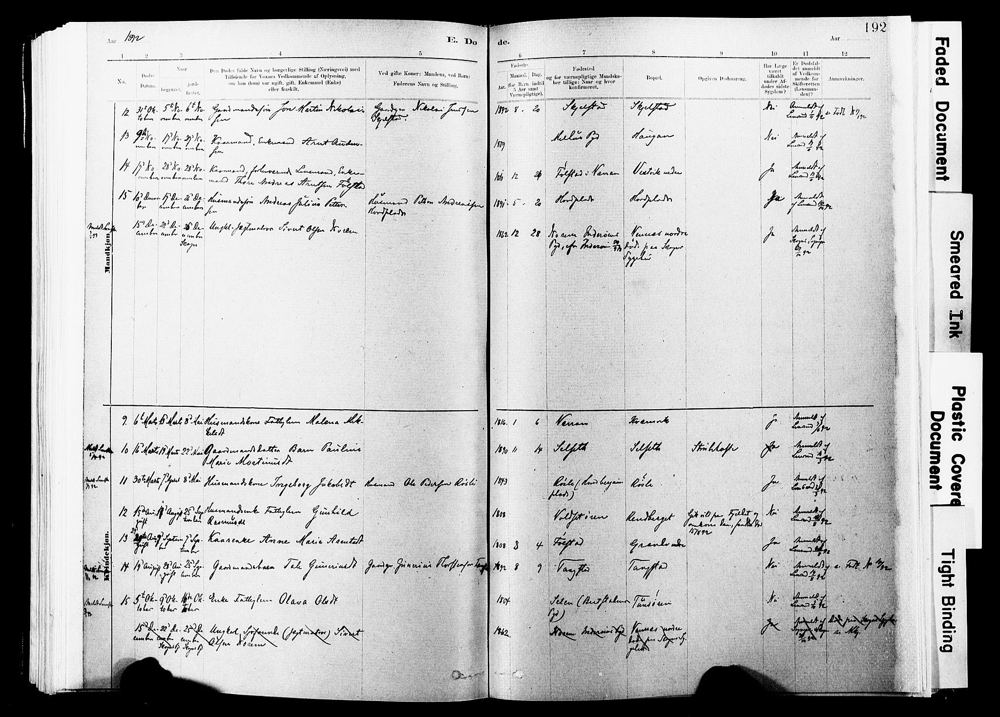 Ministerialprotokoller, klokkerbøker og fødselsregistre - Nord-Trøndelag, SAT/A-1458/744/L0420: Ministerialbok nr. 744A04, 1882-1904, s. 192