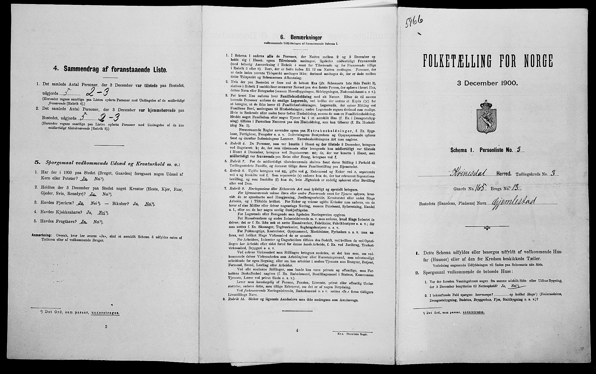 SAK, Folketelling 1900 for 1037 Liknes herred, 1900, s. 461