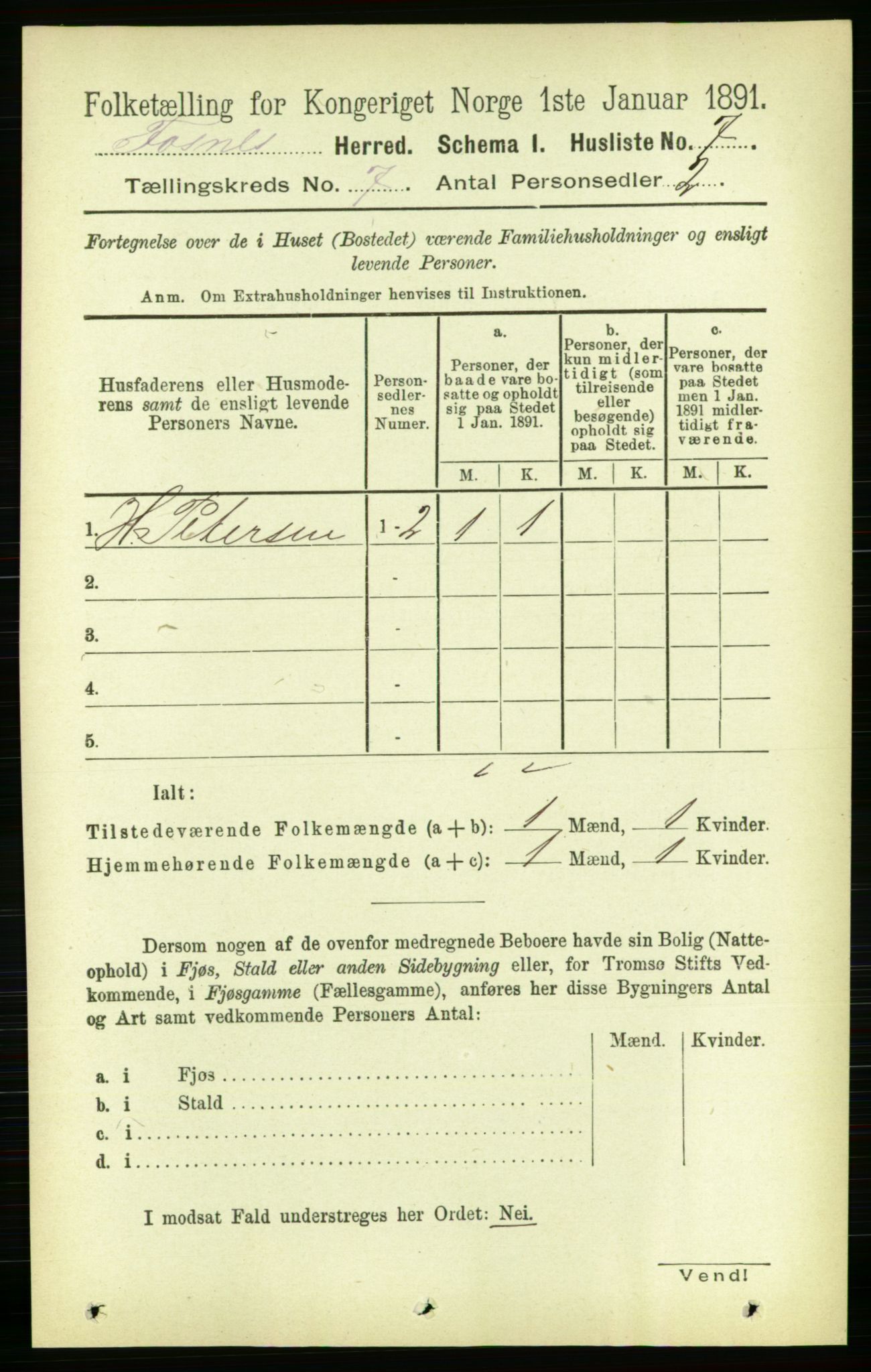 RA, Folketelling 1891 for 1748 Fosnes herred, 1891, s. 3042