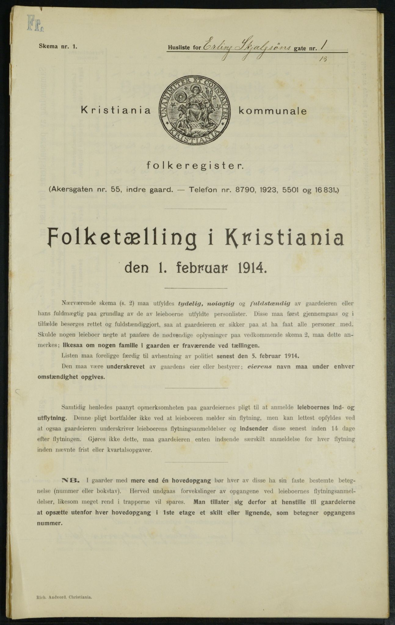 OBA, Kommunal folketelling 1.2.1914 for Kristiania, 1914, s. 22176