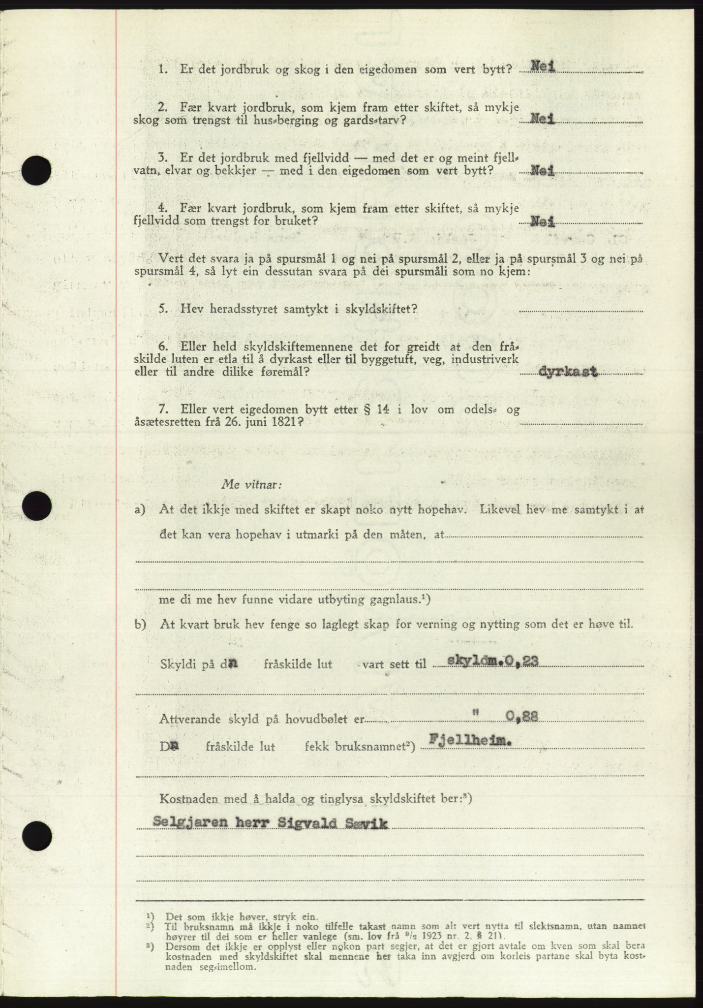 Søre Sunnmøre sorenskriveri, AV/SAT-A-4122/1/2/2C/L0084: Pantebok nr. 10A, 1949-1949, Dagboknr: 806/1949