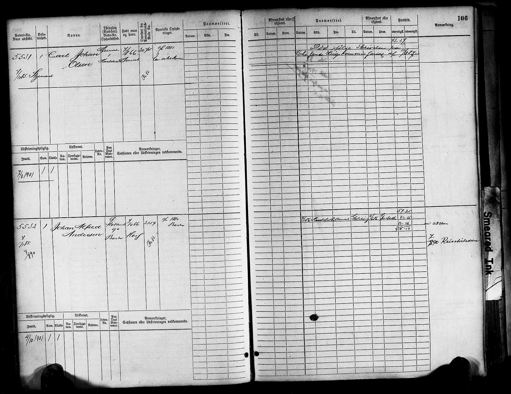 Arendal mønstringskrets, AV/SAK-2031-0012/F/Fb/L0017: Hovedrulle A nr 5323-6076, S-15, 1884-1892, s. 106