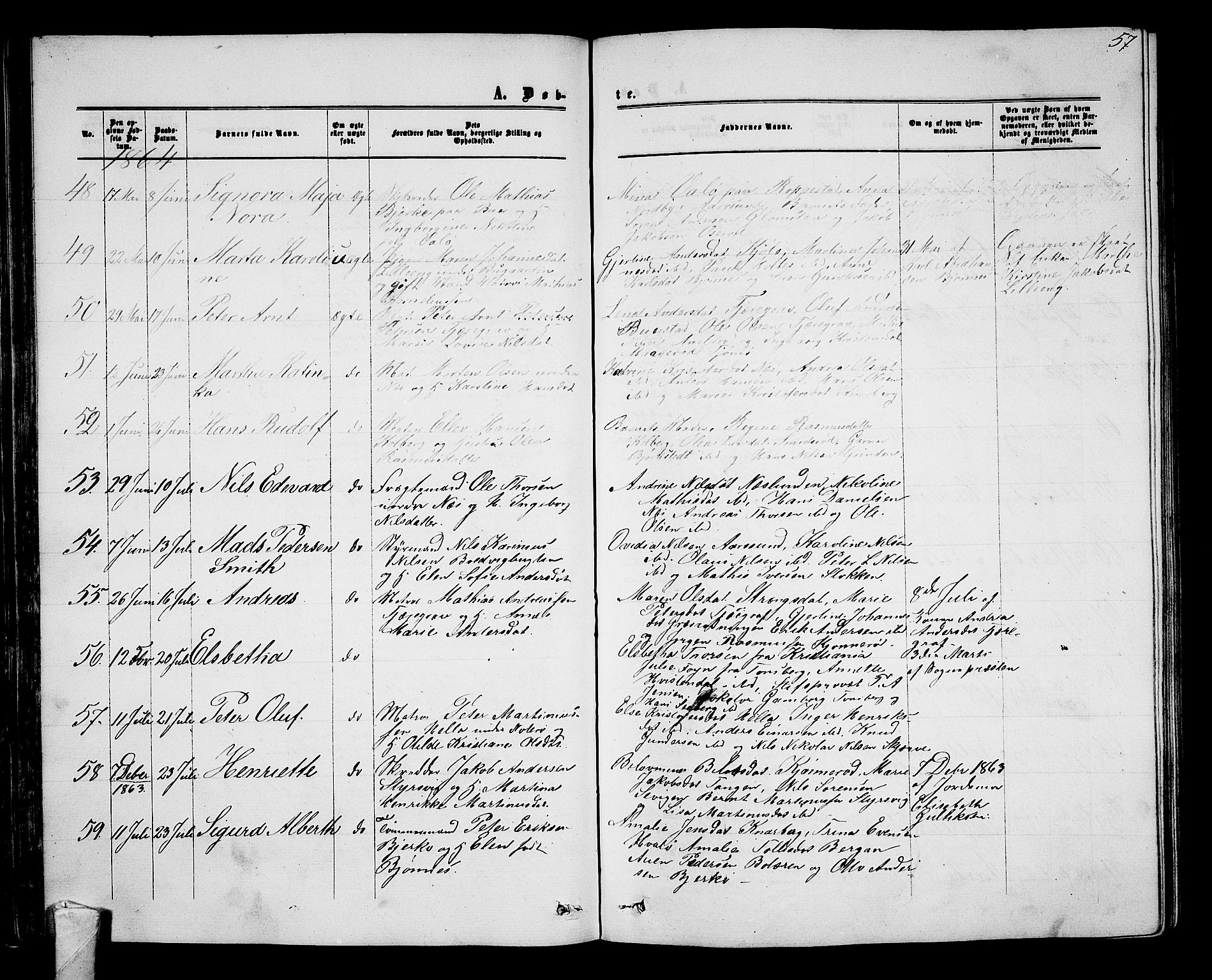 Nøtterøy kirkebøker, AV/SAKO-A-354/G/Ga/L0002: Klokkerbok nr. I 2, 1860-1877, s. 57
