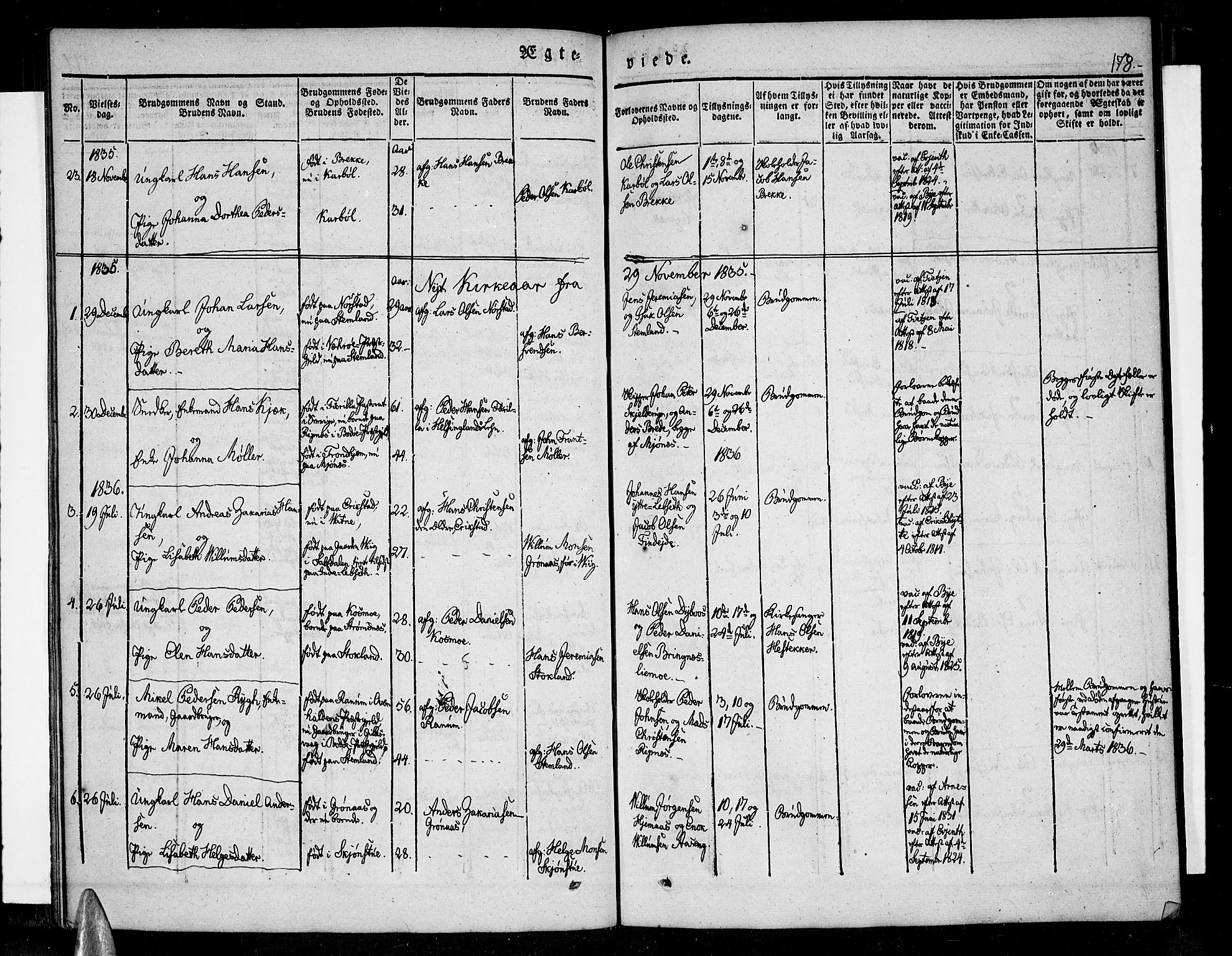 Ministerialprotokoller, klokkerbøker og fødselsregistre - Nordland, AV/SAT-A-1459/852/L0737: Ministerialbok nr. 852A07, 1833-1849, s. 178