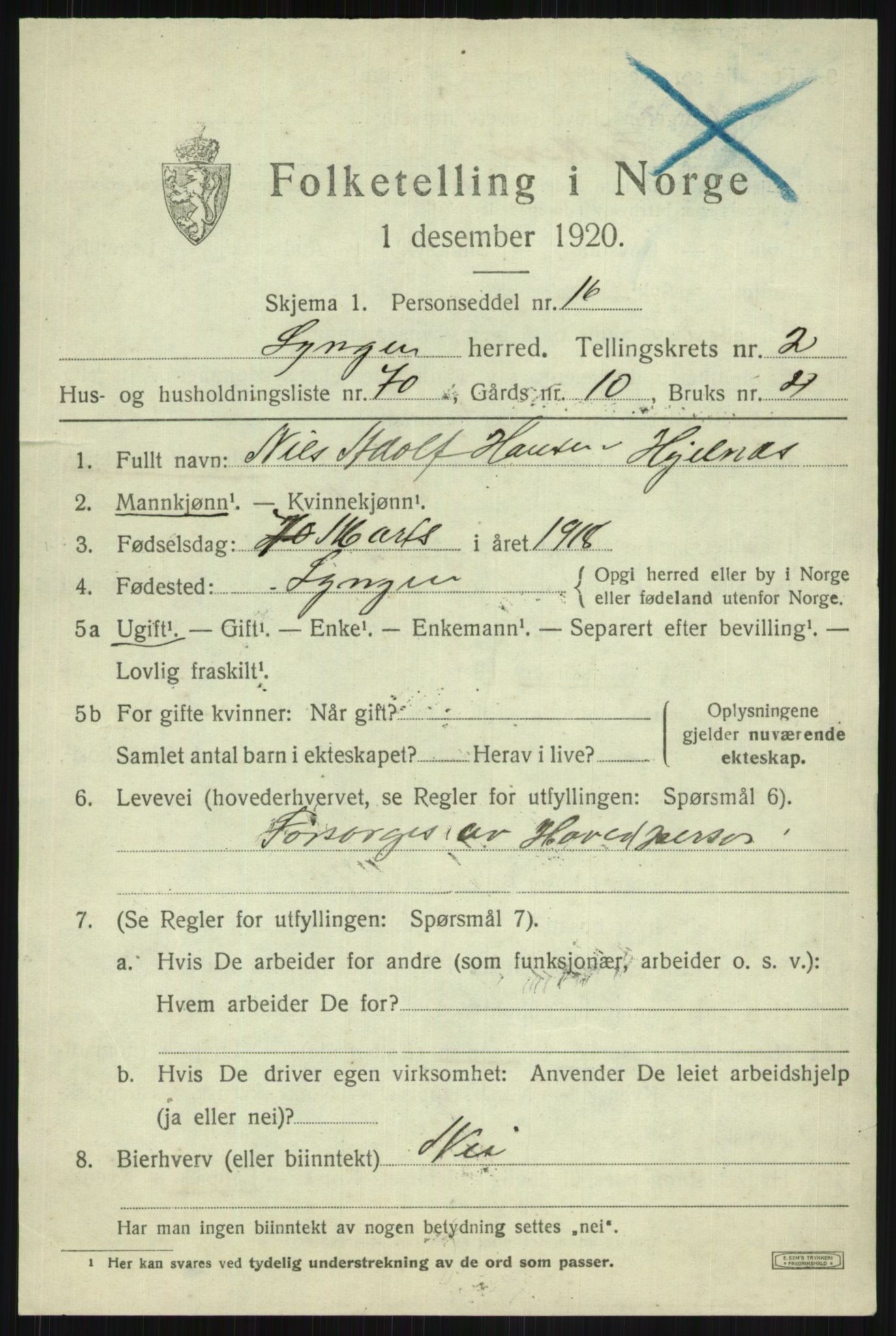 SATØ, Folketelling 1920 for 1938 Lyngen herred, 1920, s. 3495