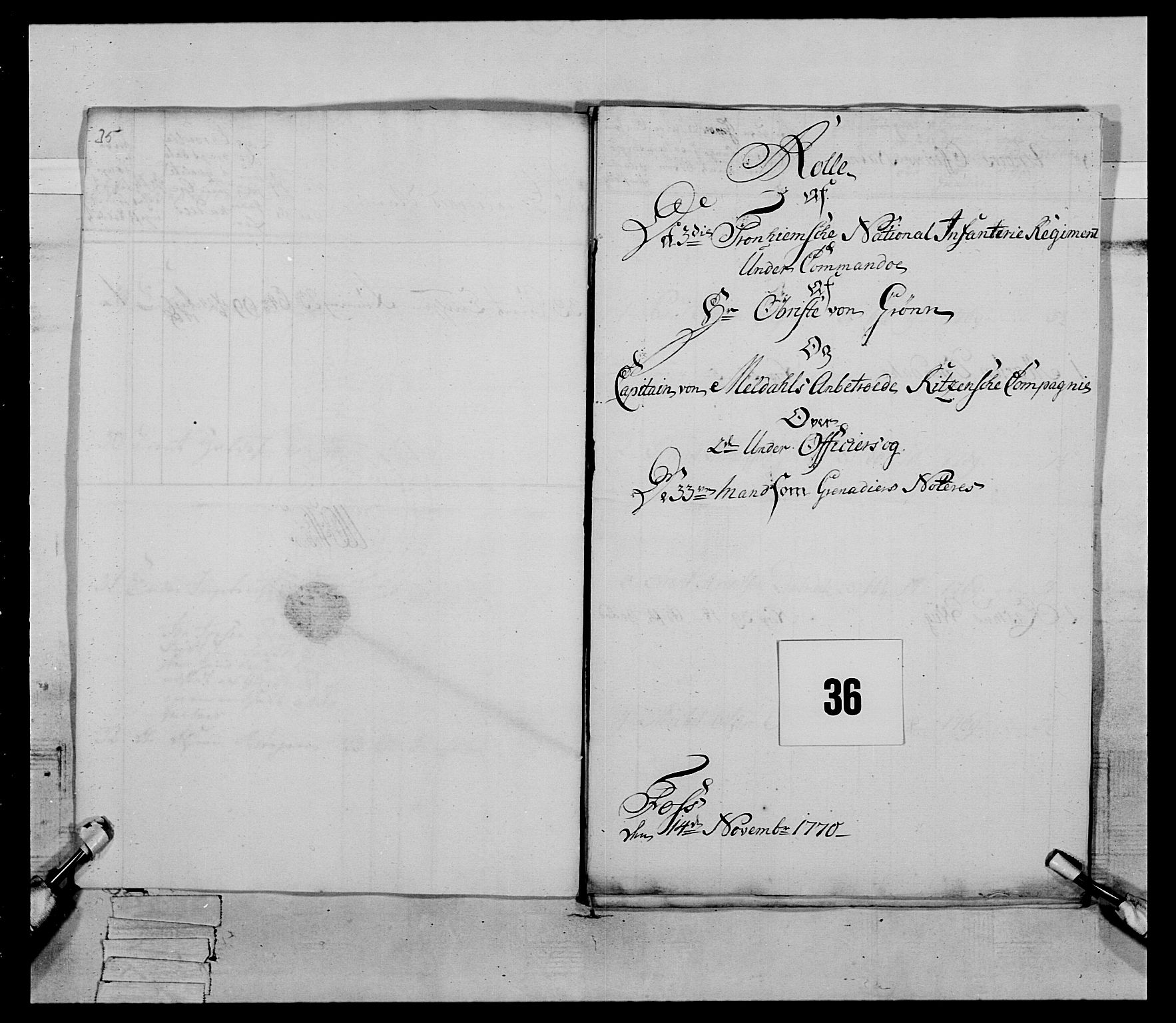 Generalitets- og kommissariatskollegiet, Det kongelige norske kommissariatskollegium, AV/RA-EA-5420/E/Eh/L0084: 3. Trondheimske nasjonale infanteriregiment, 1769-1773, s. 112