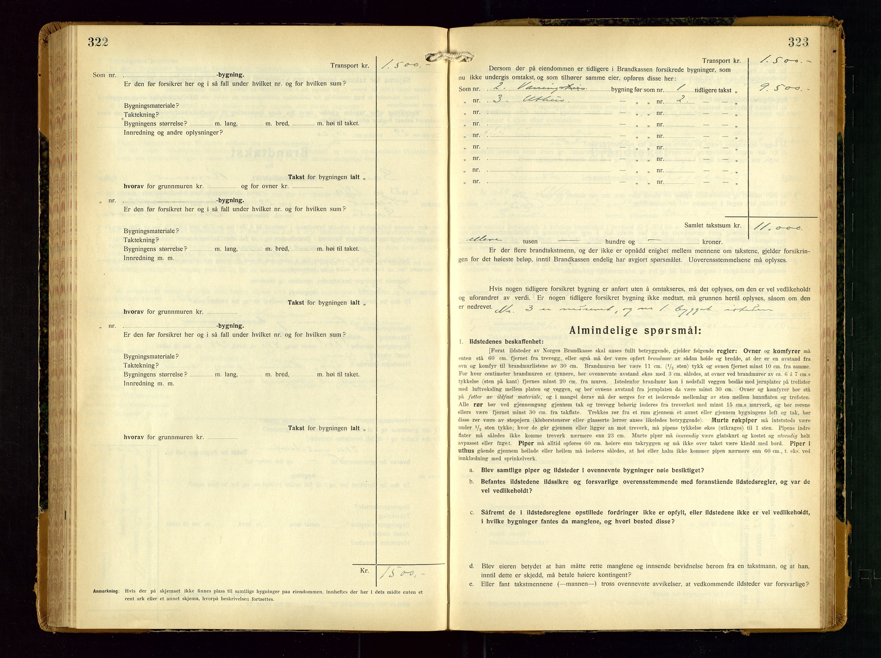 Sauda lensmannskontor, AV/SAST-A-100177/Gob/L0003: Branntakstprotokoll - skjematakst, 1928-1936, s. 322-323