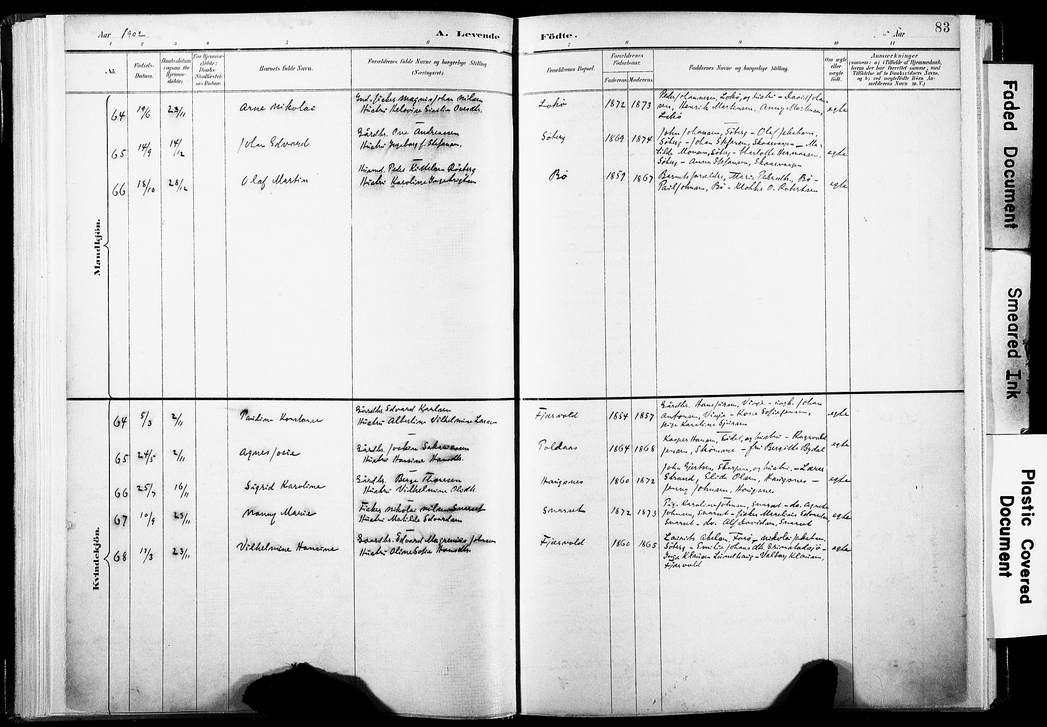 Ministerialprotokoller, klokkerbøker og fødselsregistre - Nordland, AV/SAT-A-1459/891/L1304: Ministerialbok nr. 891A09, 1895-1921, s. 83