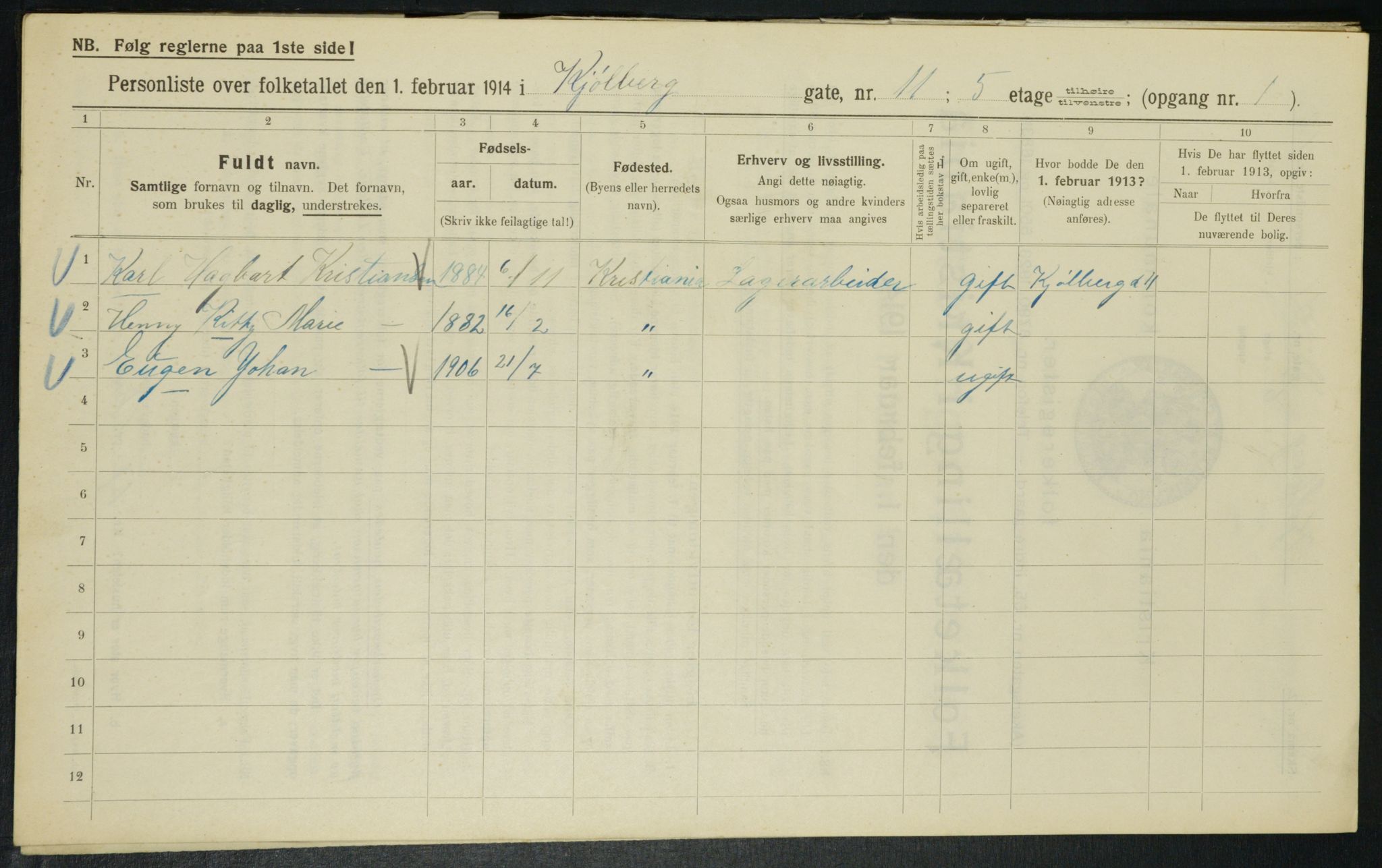 OBA, Kommunal folketelling 1.2.1914 for Kristiania, 1914, s. 51477