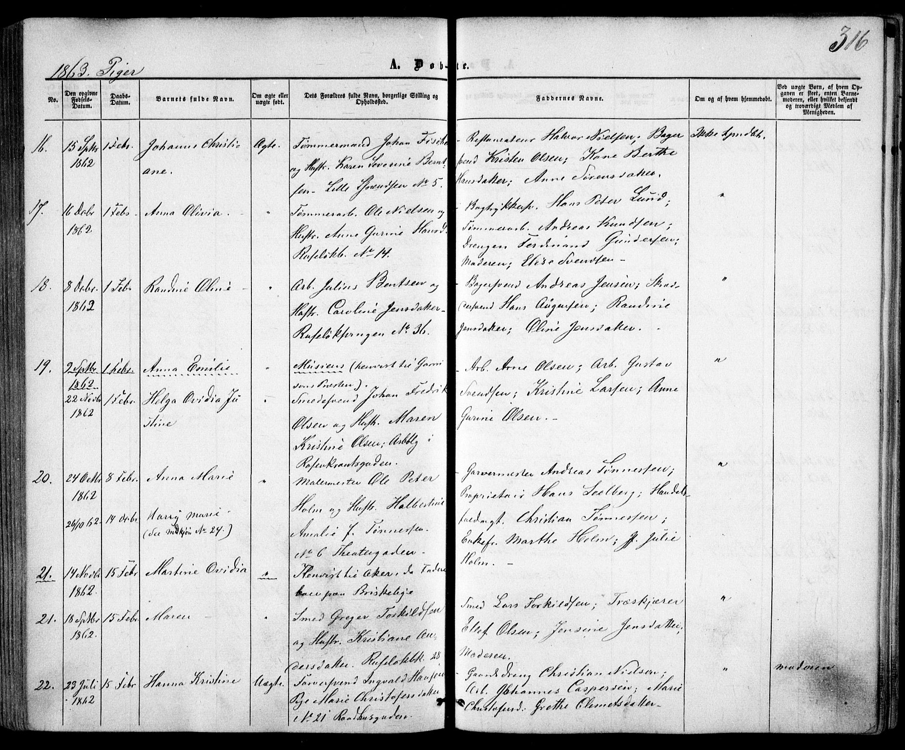 Trefoldighet prestekontor Kirkebøker, AV/SAO-A-10882/F/Fa/L0001: Ministerialbok nr. I 1, 1858-1863, s. 316