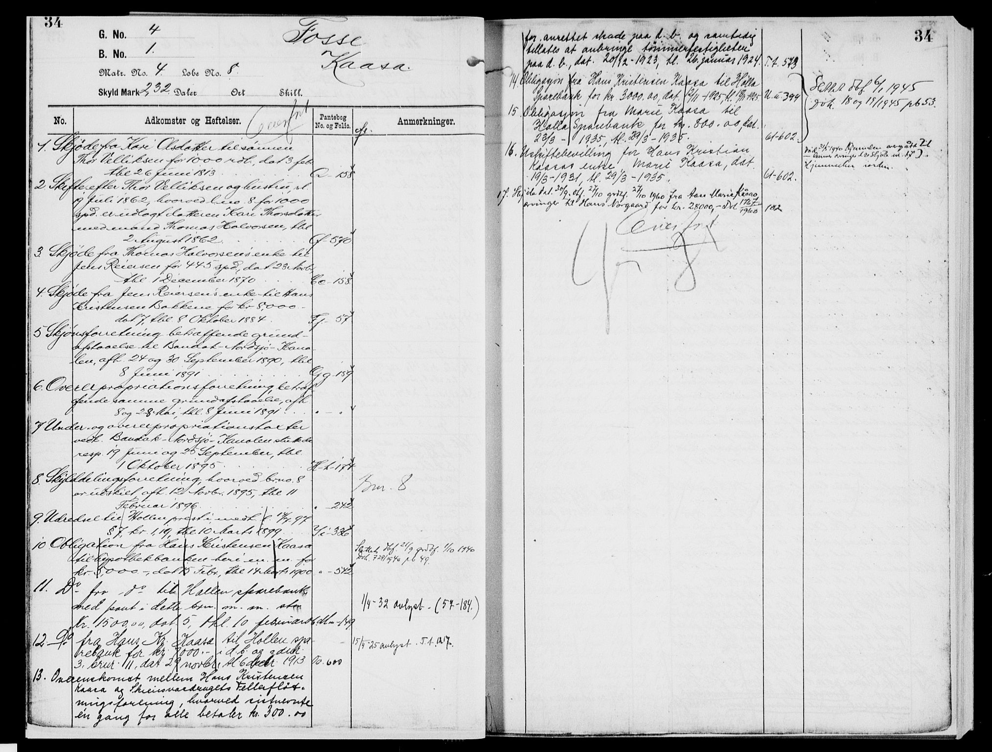 Nedre Telemark sorenskriveri, AV/SAKO-A-135/G/Gb/Gbg/L0001: Panteregister nr. VII 1, s. 34