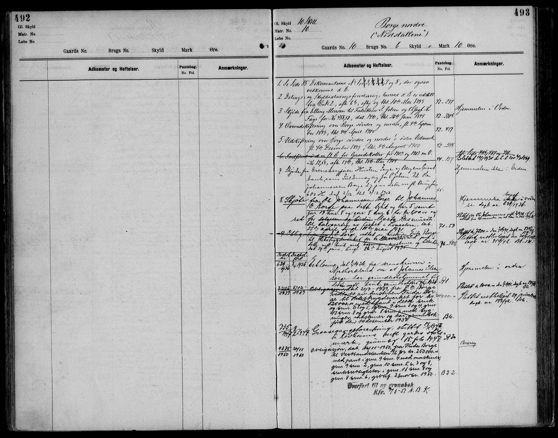 Nordhordland sorenskrivar, AV/SAB-A-2901/1/G/Ga/Gaaa/L0019: Panteregister nr. II.A.a.19, 1893-1952, s. 492-493