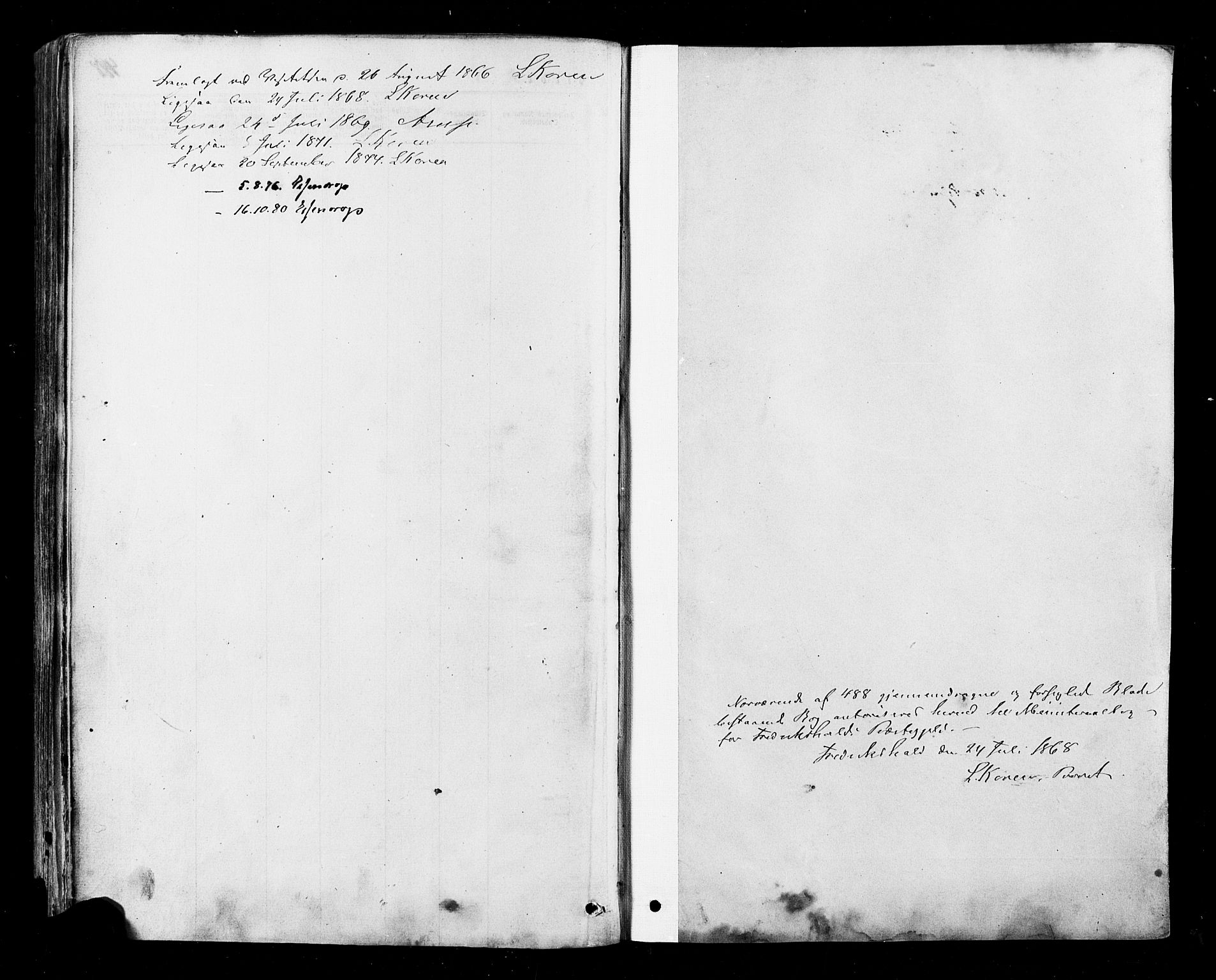 Halden prestekontor Kirkebøker, SAO/A-10909/F/Fa/L0009: Ministerialbok nr. I 9, 1866-1877
