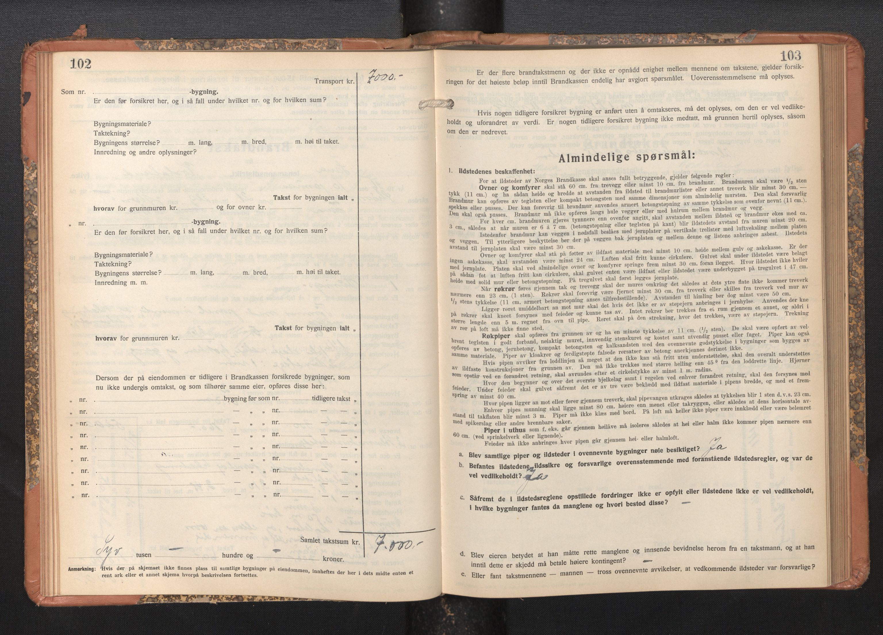 Lensmannen i Fana, SAB/A-31801/0012/L0024: Branntakstprotokoll skjematakst, 1935-1948, s. 102-103