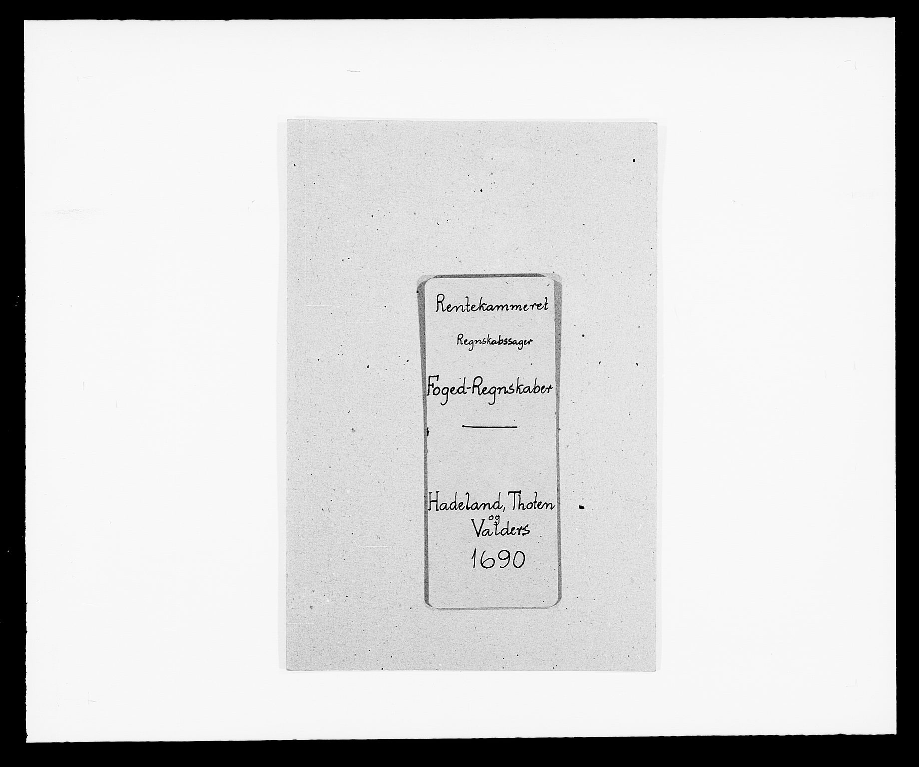 Rentekammeret inntil 1814, Reviderte regnskaper, Fogderegnskap, AV/RA-EA-4092/R18/L1289: Fogderegnskap Hadeland, Toten og Valdres, 1690, s. 1
