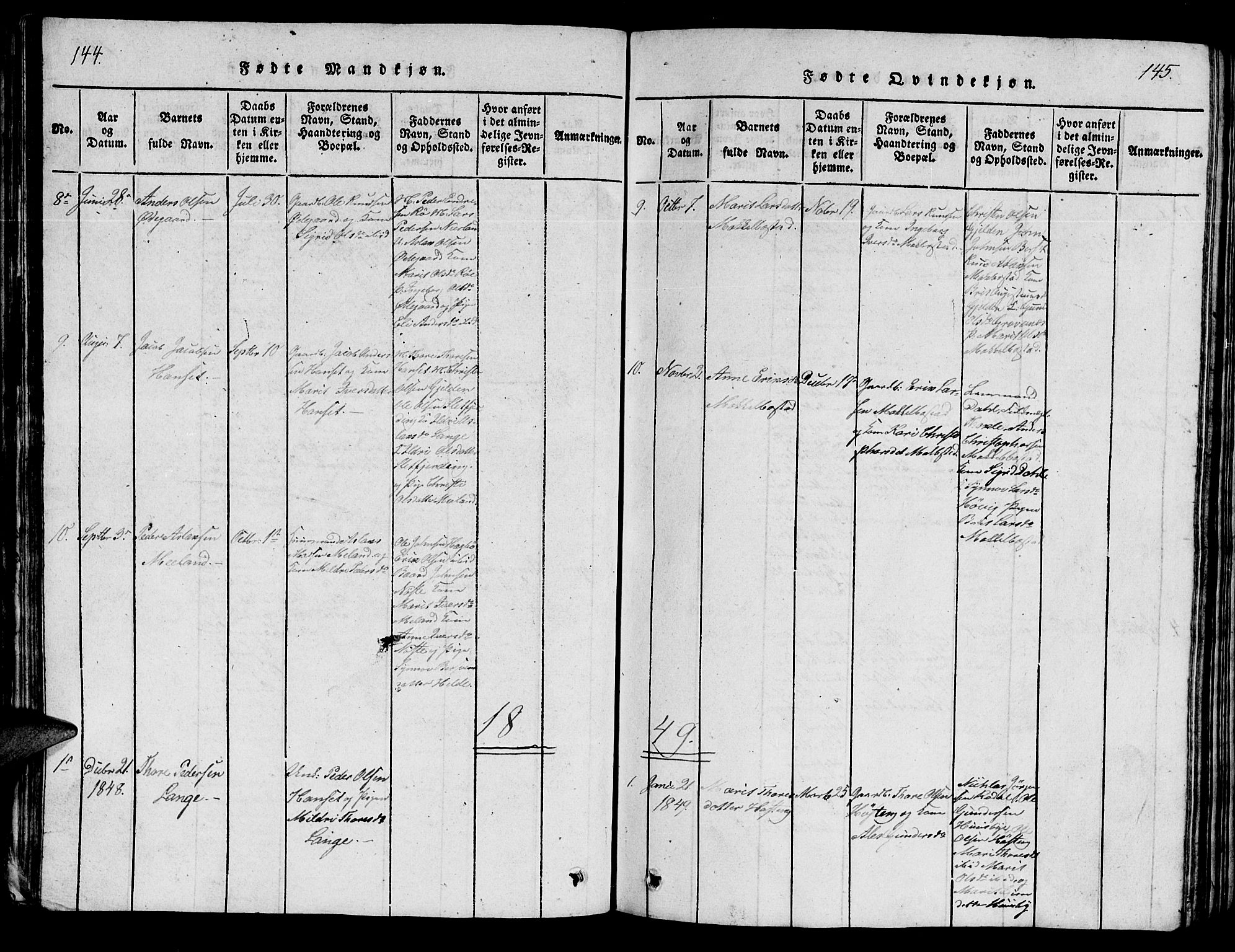 Ministerialprotokoller, klokkerbøker og fødselsregistre - Møre og Romsdal, AV/SAT-A-1454/554/L0644: Klokkerbok nr. 554C01, 1818-1851, s. 144-145