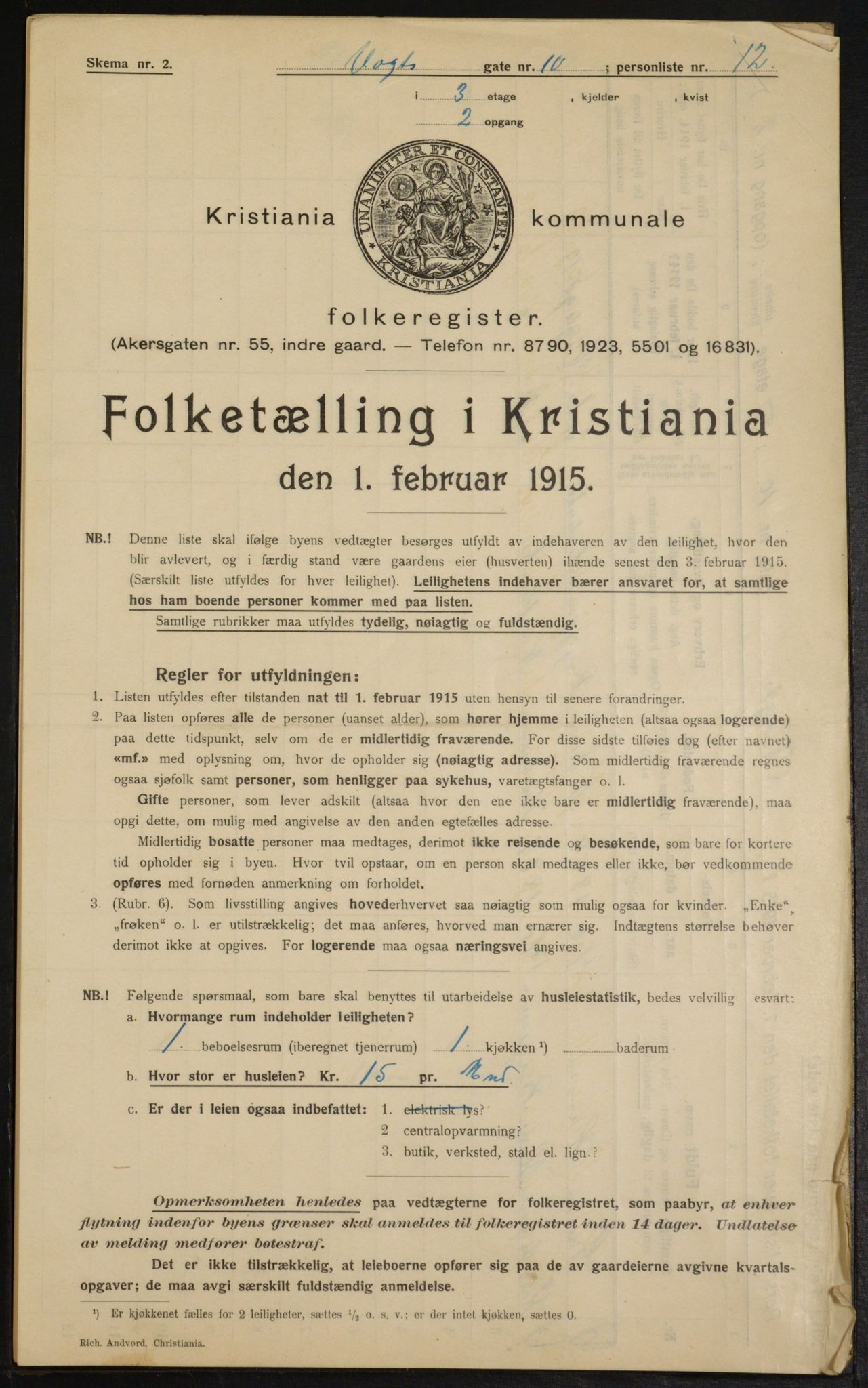 OBA, Kommunal folketelling 1.2.1915 for Kristiania, 1915, s. 124832