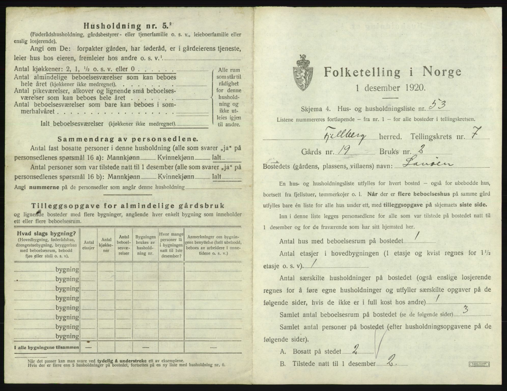 SAB, Folketelling 1920 for 1213 Fjelberg herred, 1920, s. 501