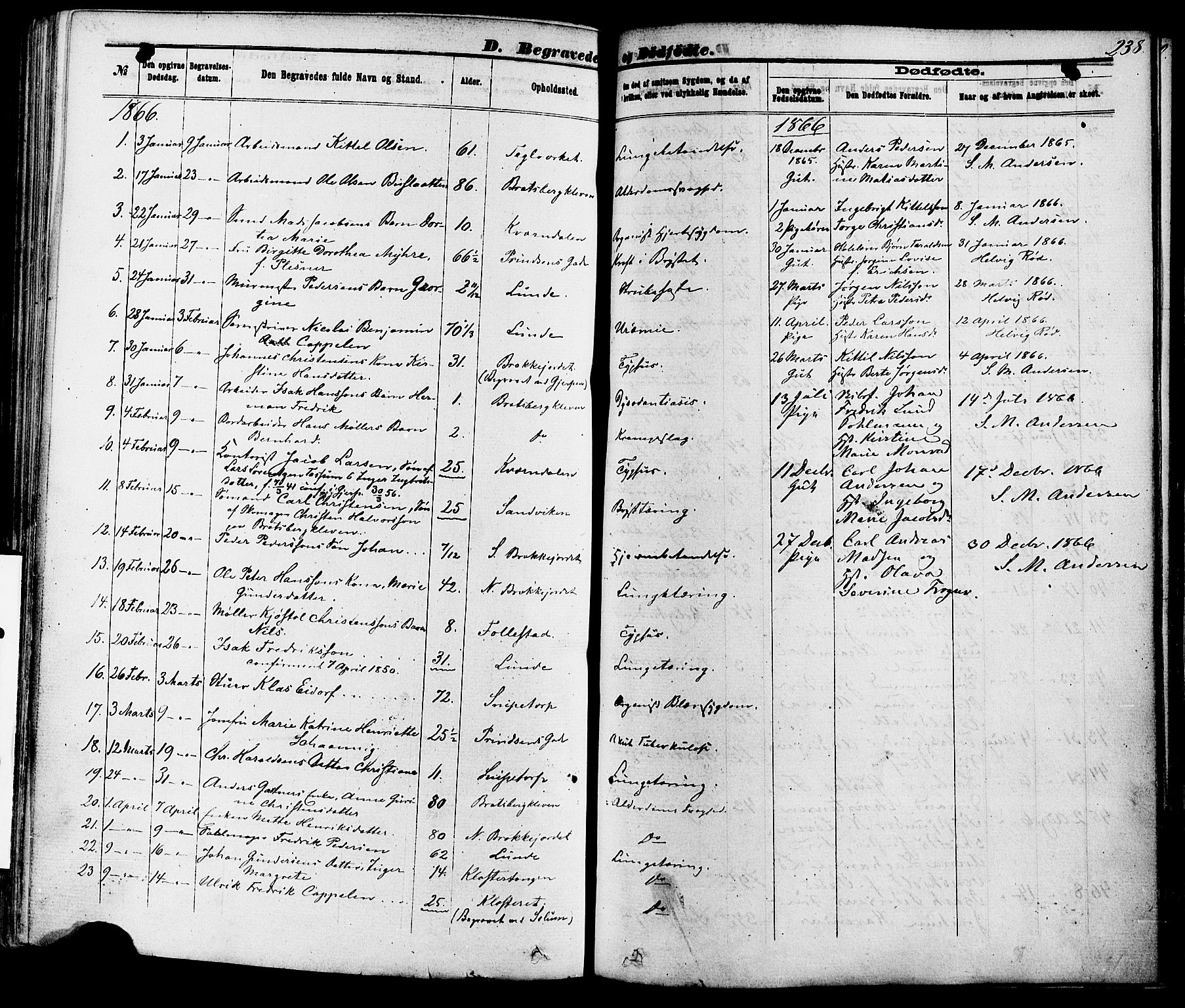 Skien kirkebøker, AV/SAKO-A-302/F/Fa/L0008: Ministerialbok nr. 8, 1866-1877, s. 238