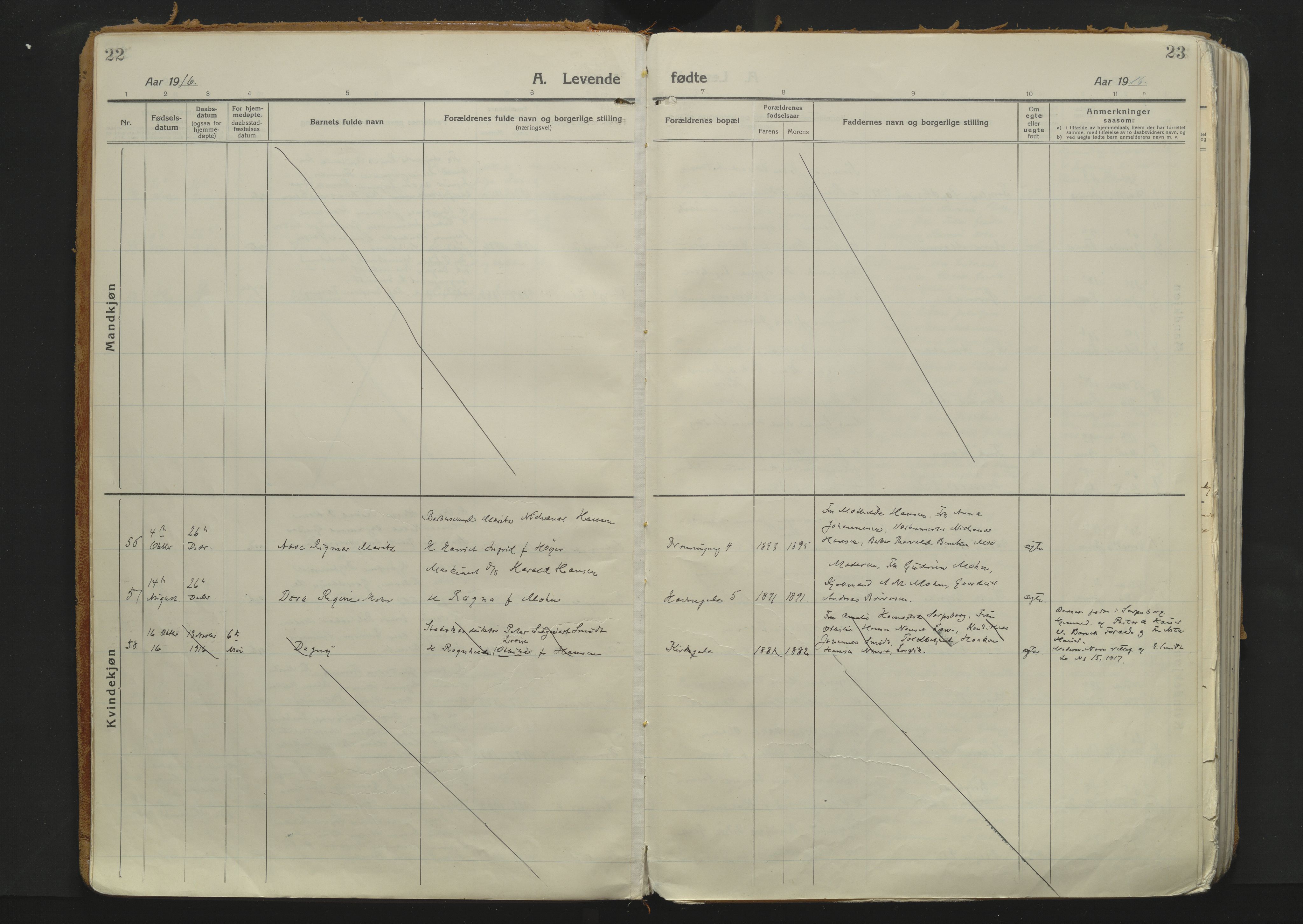 Sandefjord kirkebøker, AV/SAKO-A-315/F/Fa/L0007: Ministerialbok nr. 7, 1916-1930, s. 22-23