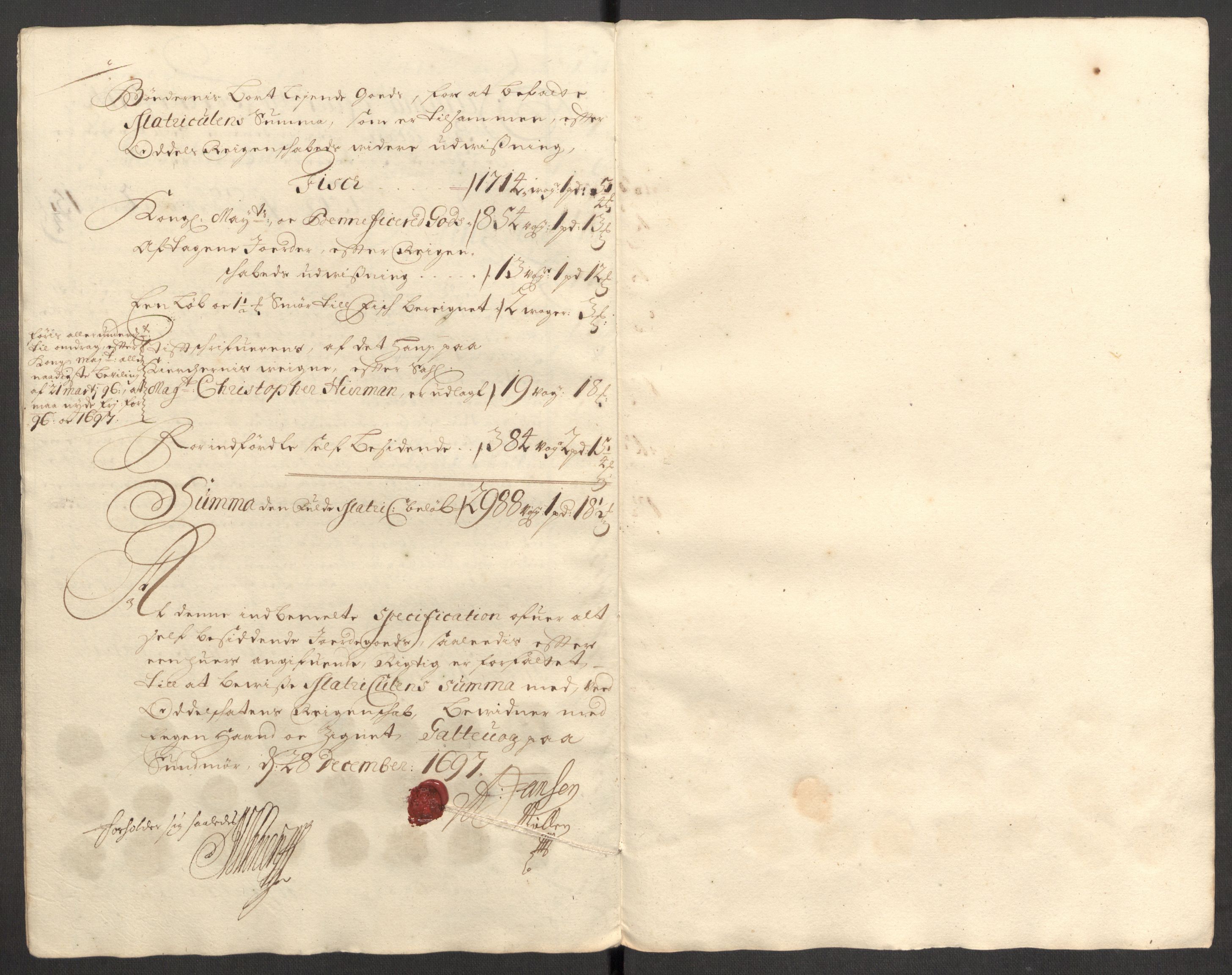 Rentekammeret inntil 1814, Reviderte regnskaper, Fogderegnskap, AV/RA-EA-4092/R54/L3556: Fogderegnskap Sunnmøre, 1696-1698, s. 251