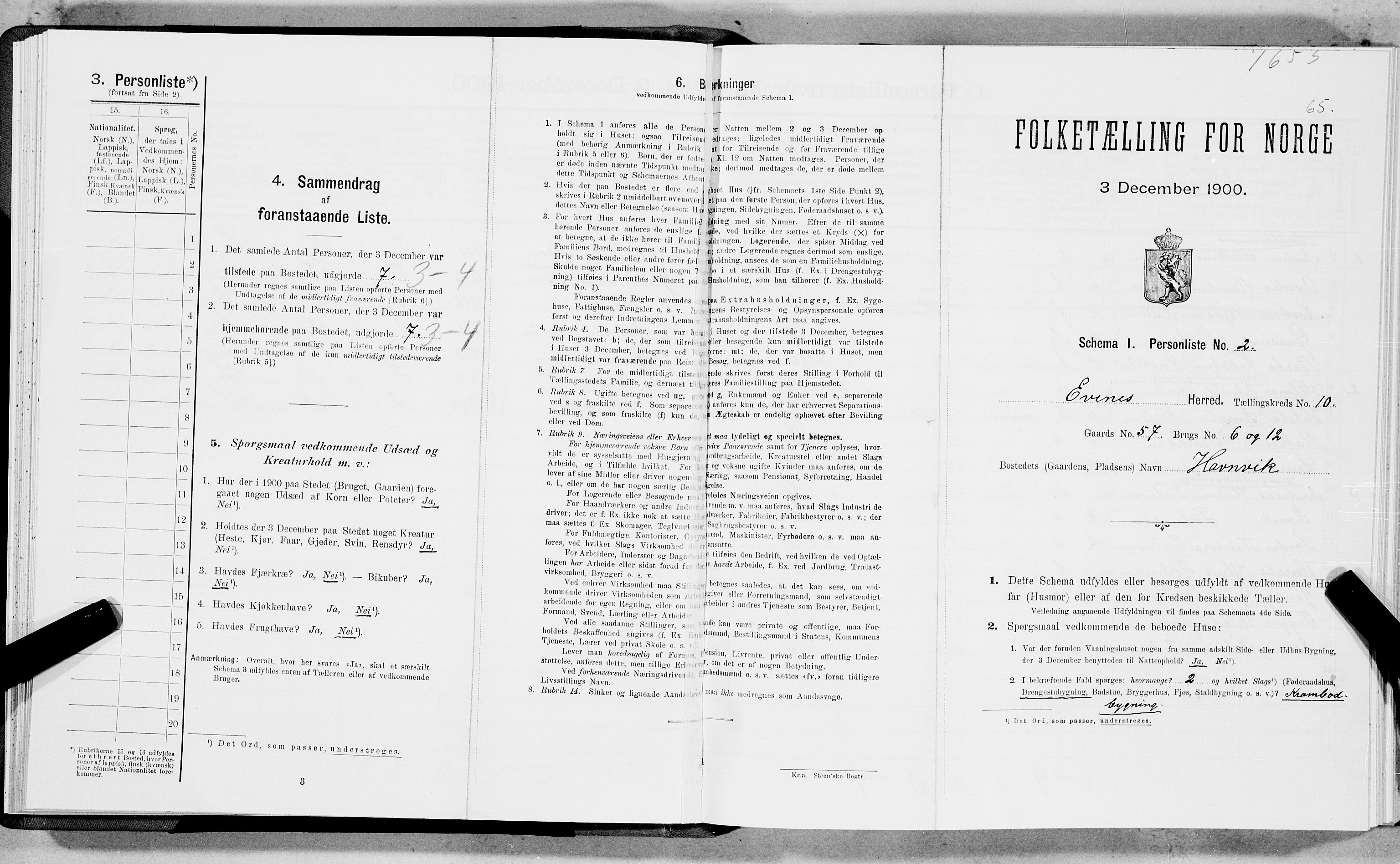 SAT, Folketelling 1900 for 1853 Evenes herred, 1900, s. 760