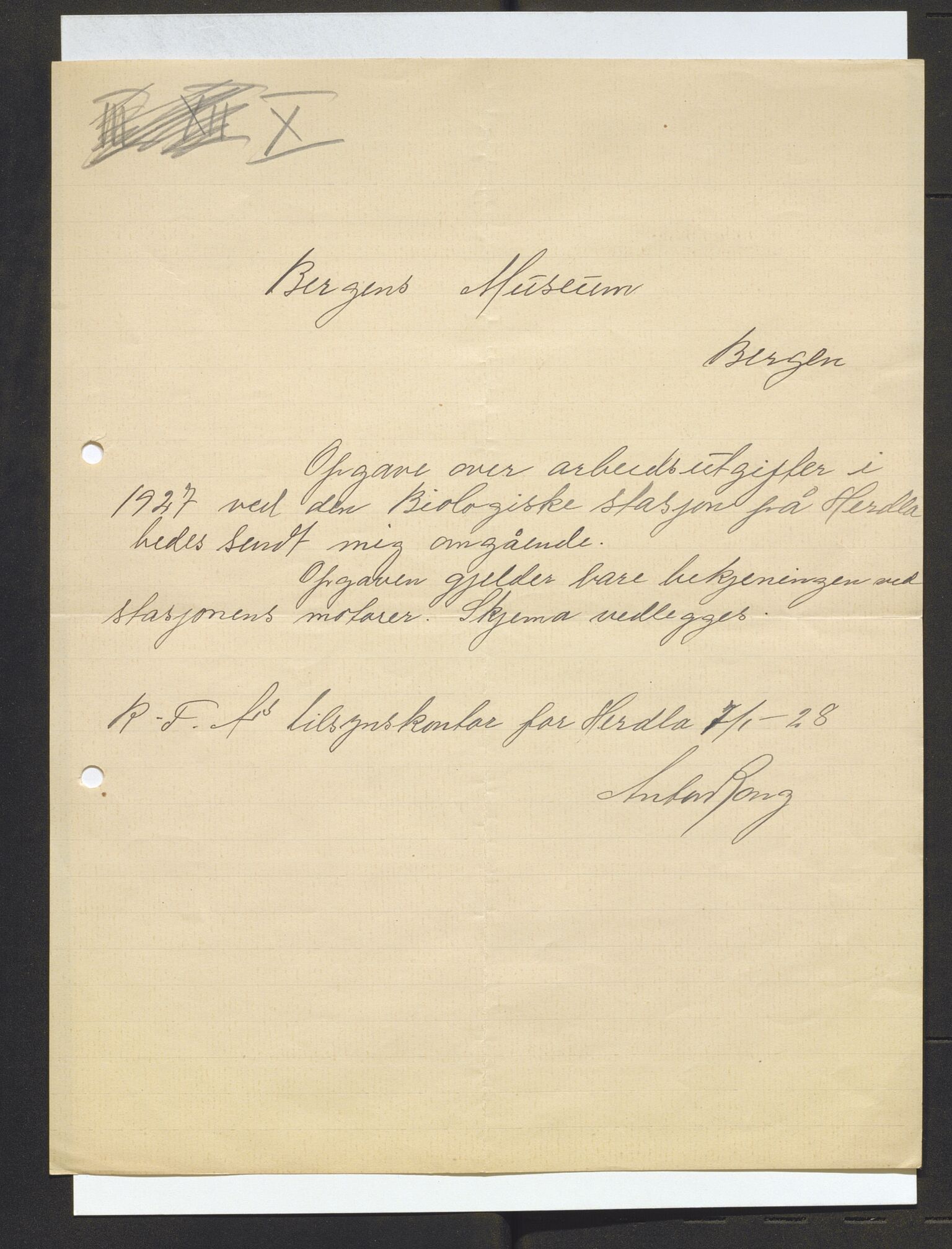 Bergens Museum, AV/SAB-A-17301/13/D/L0002: Korrespondanse , 1928-1940, s. 191