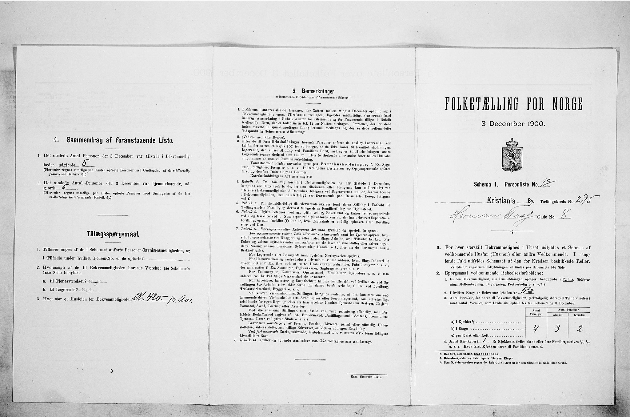 SAO, Folketelling 1900 for 0301 Kristiania kjøpstad, 1900, s. 36494