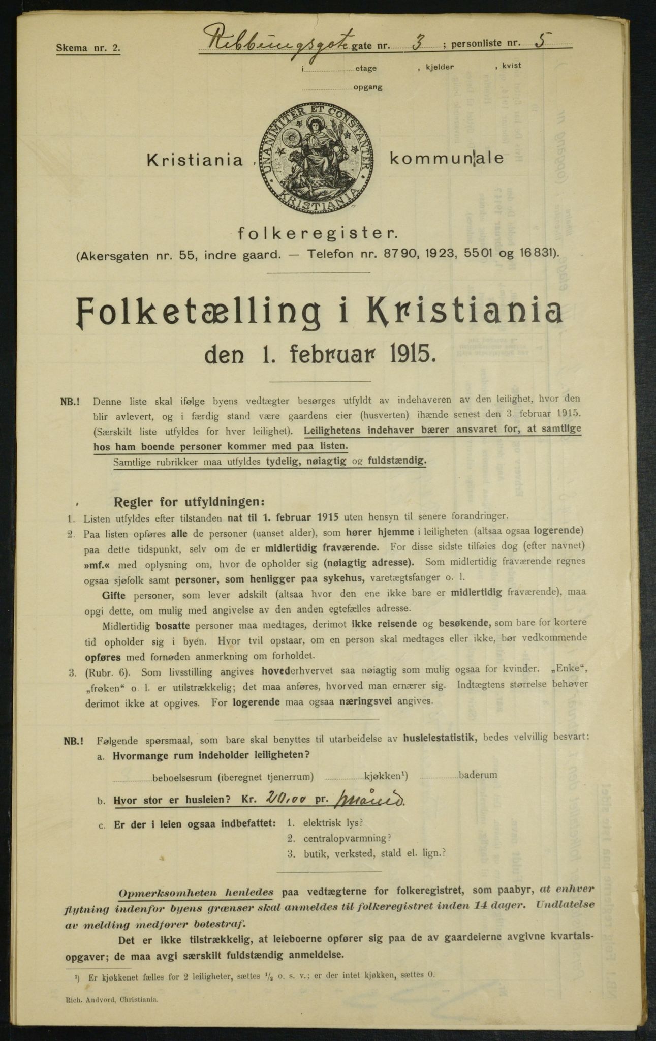 OBA, Kommunal folketelling 1.2.1915 for Kristiania, 1915, s. 82666