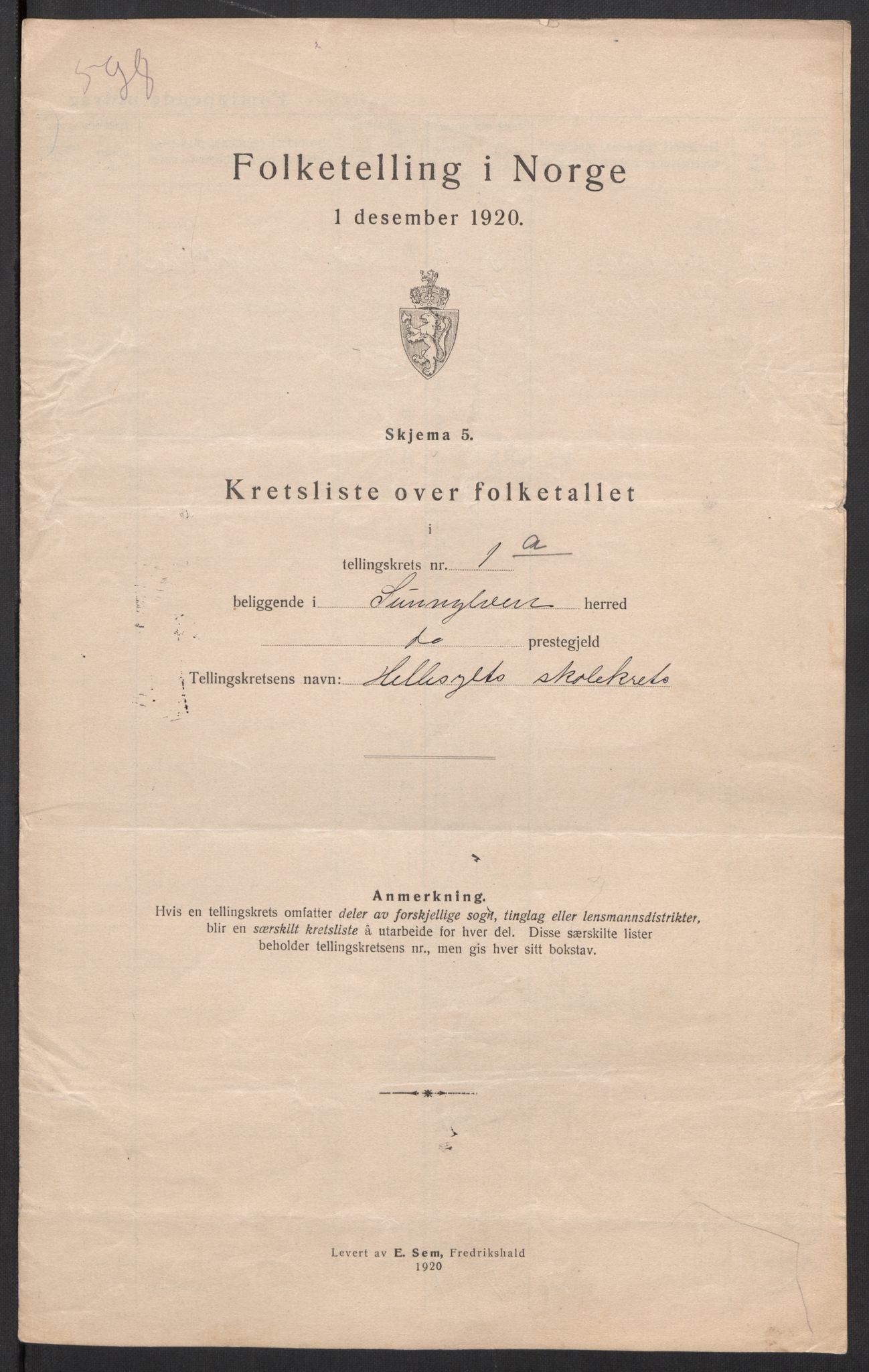 SAT, Folketelling 1920 for 1523 Sunnylven herred, 1920, s. 14