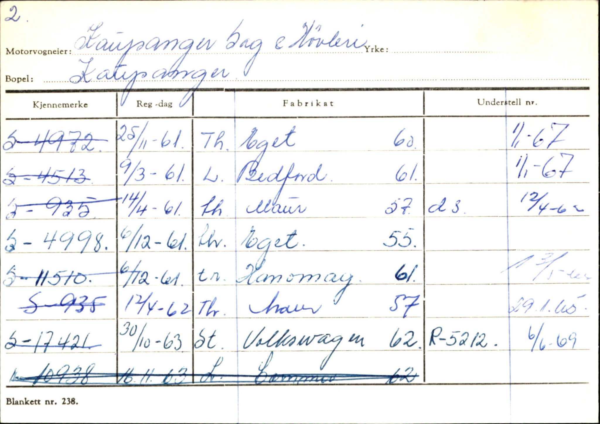 Statens vegvesen, Sogn og Fjordane vegkontor, SAB/A-5301/4/F/L0124: Eigarregister Sogndal A-U, 1945-1975, s. 1230