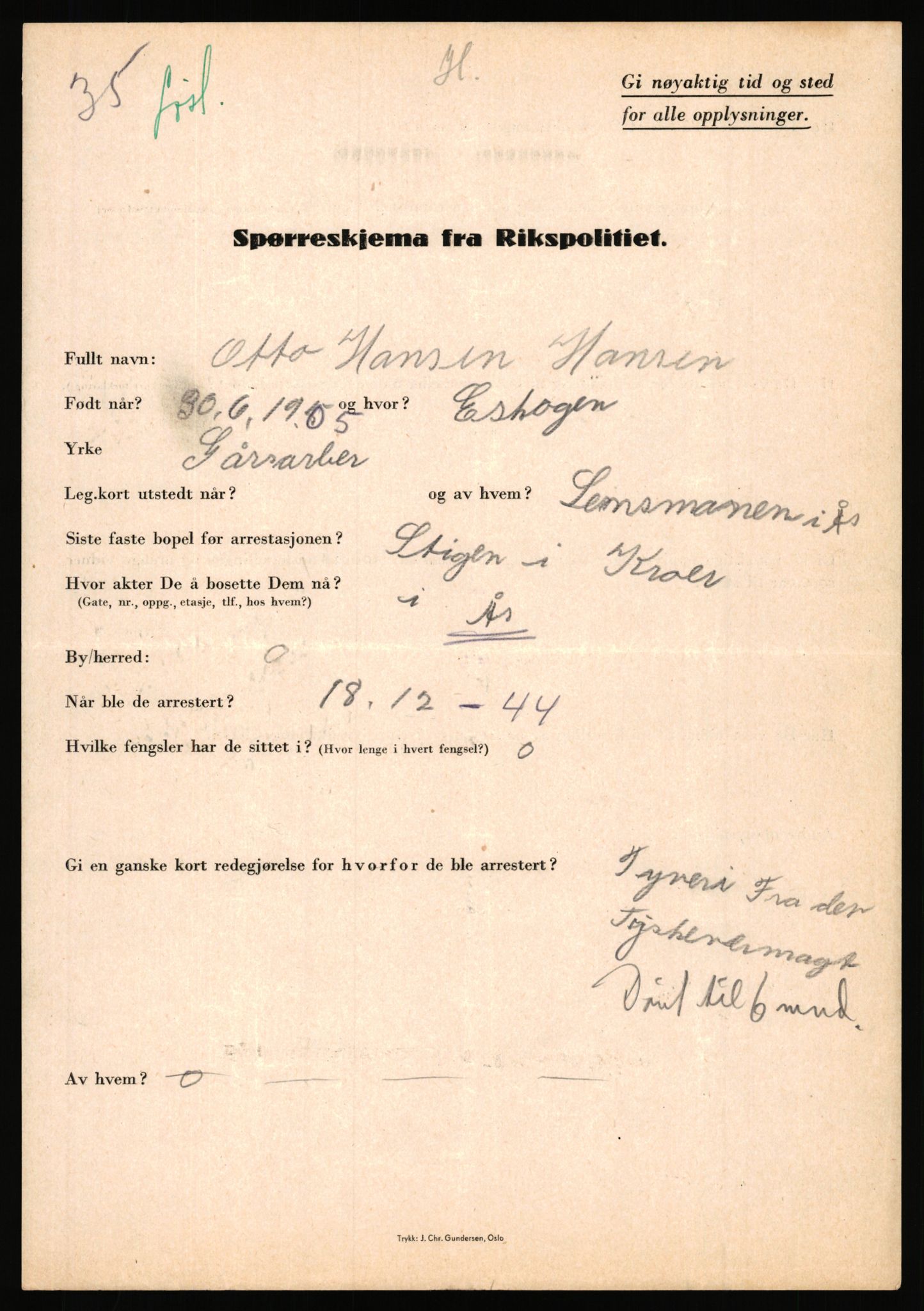 Rikspolitisjefen, AV/RA-S-1560/L/L0006: Hansen, Adolf Boye - Hemstad, Gunnar, 1940-1945, s. 426