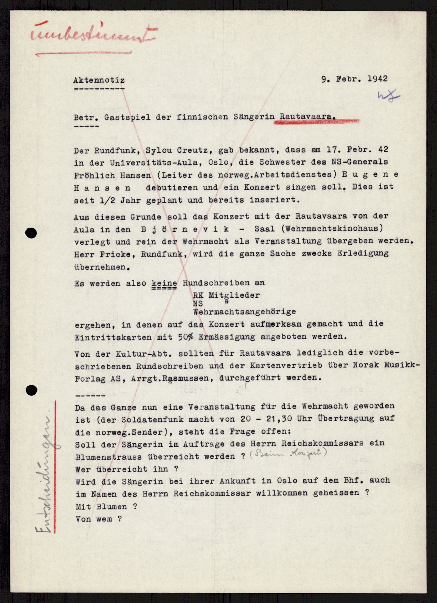 Tyske arkiver, Reichskommissariat, AV/RA-RAFA-2174/E/Ei/L0002/0001: Dokumentsamling / Aulikki Rautavaara , 1942, s. 10