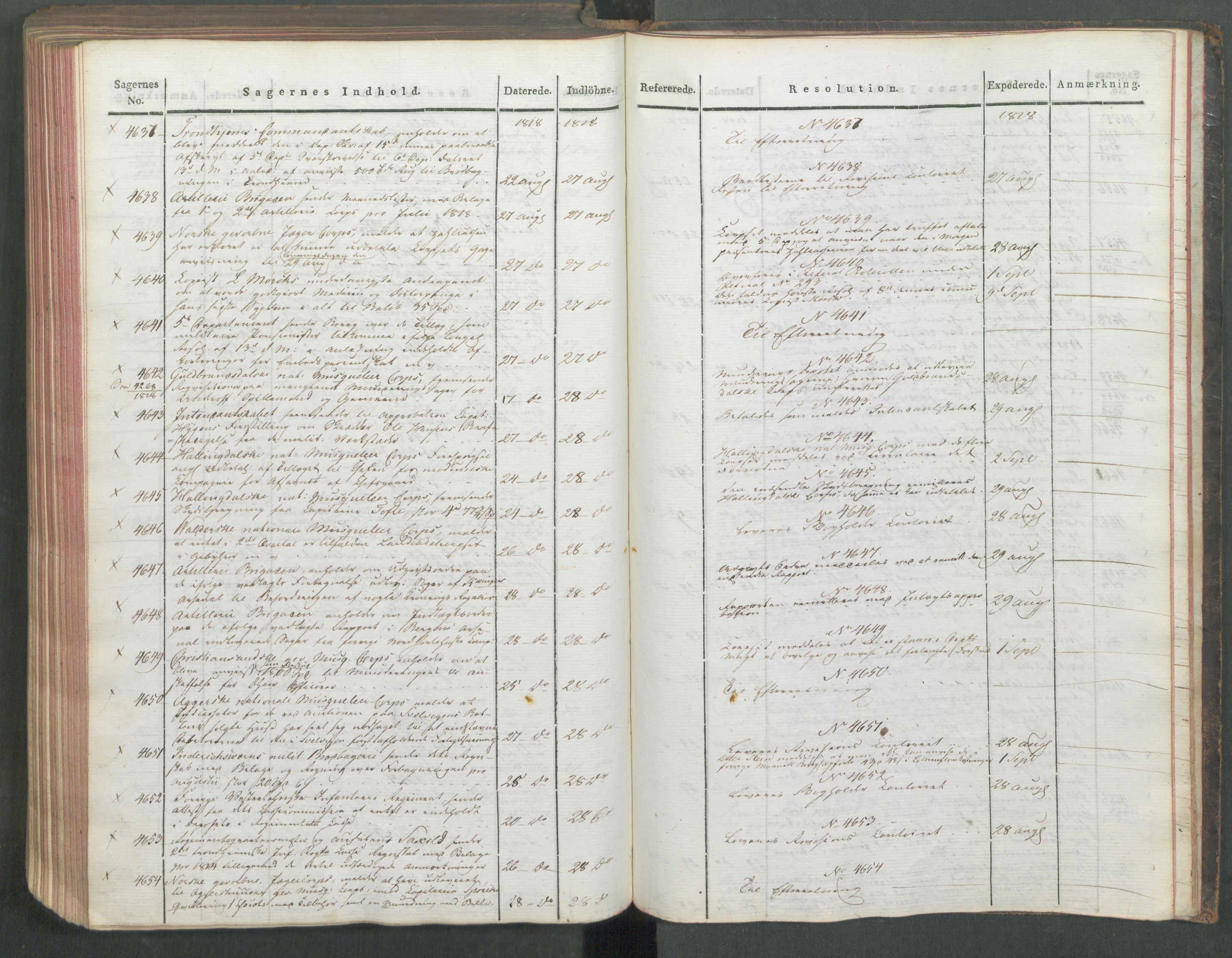 Armédepartementet, AV/RA-RAFA-3493/C/Ca/L0015: 6. Departements Journal, 1818