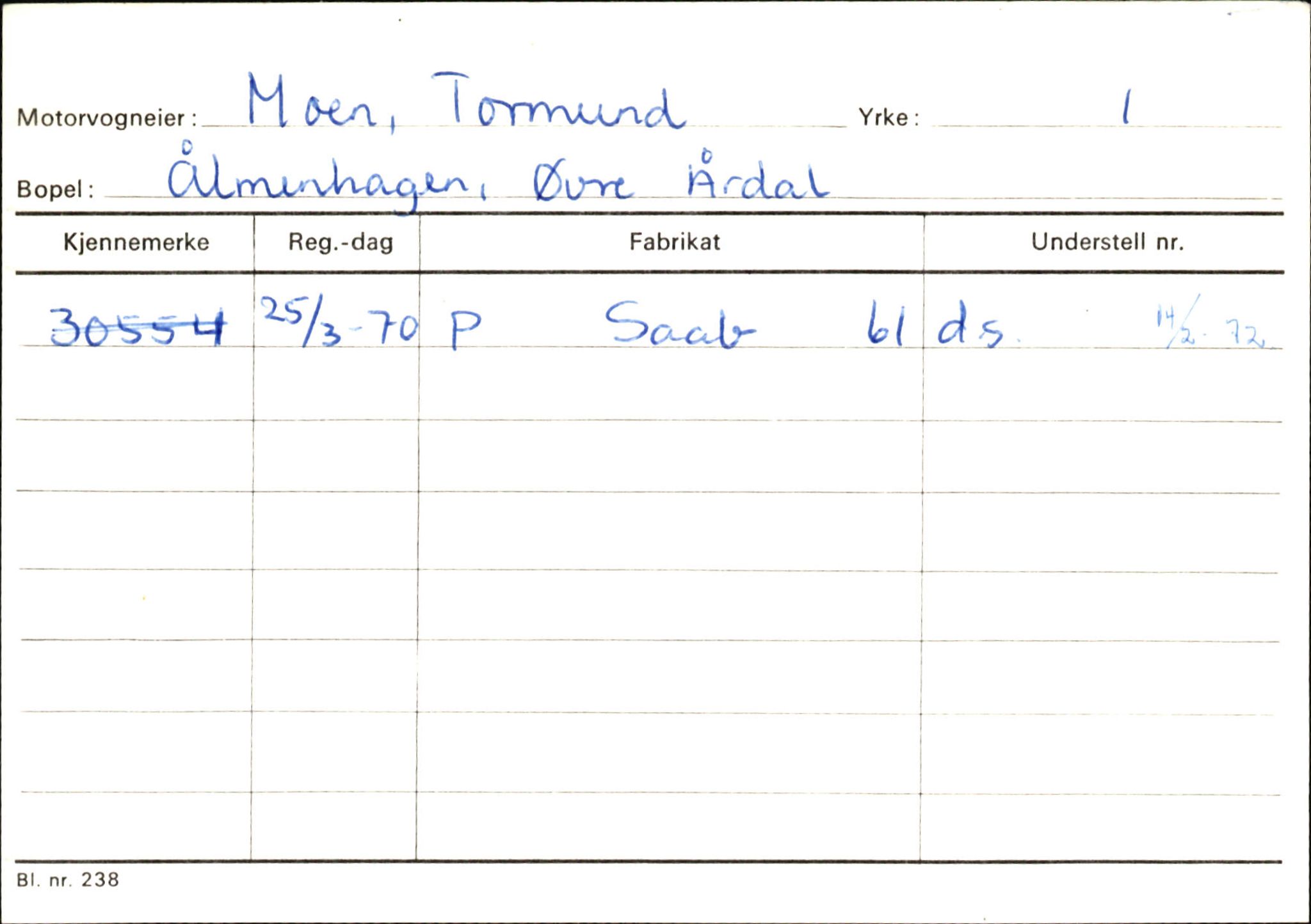 Statens vegvesen, Sogn og Fjordane vegkontor, AV/SAB-A-5301/4/F/L0145: Registerkort Vågsøy S-Å. Årdal I-P, 1945-1975, s. 1810