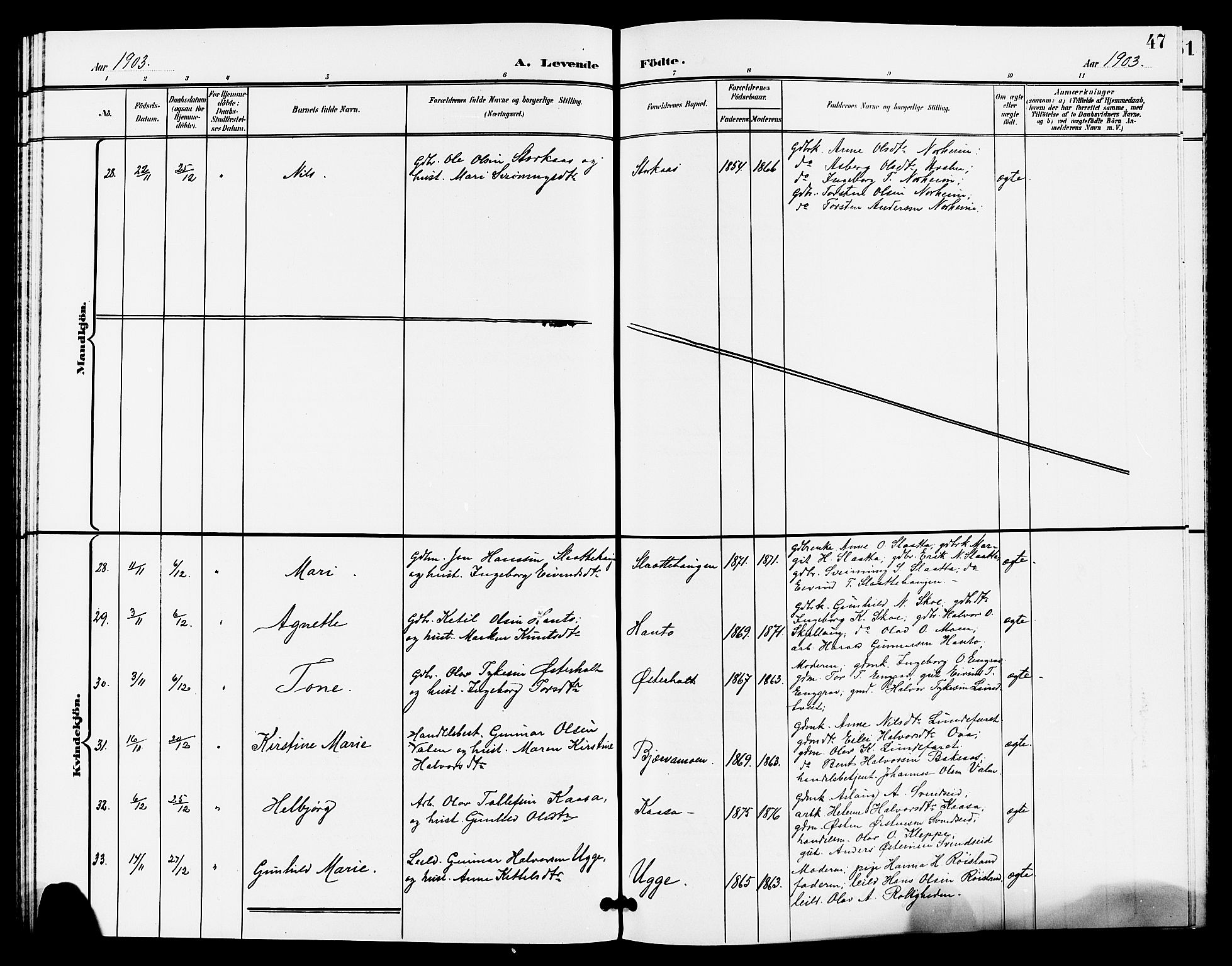 Lunde kirkebøker, AV/SAKO-A-282/G/Ga/L0003: Klokkerbok nr. I 3, 1896-1905, s. 47