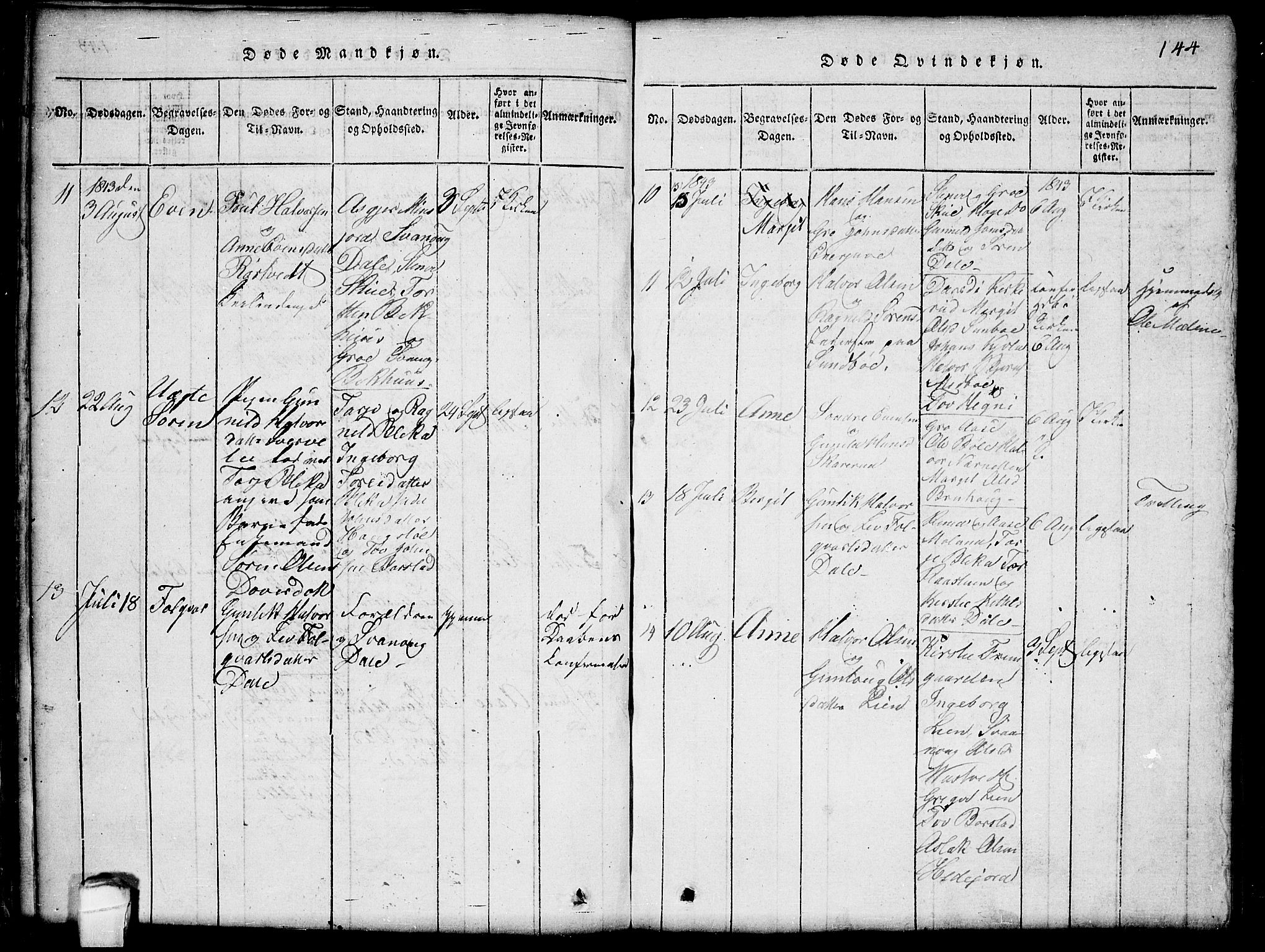 Seljord kirkebøker, AV/SAKO-A-20/G/Gb/L0002: Klokkerbok nr. II 2, 1815-1854, s. 144