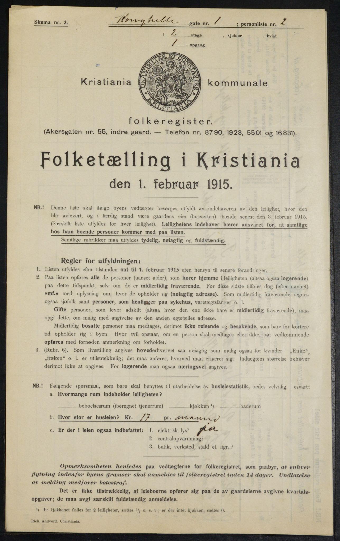 OBA, Kommunal folketelling 1.2.1915 for Kristiania, 1915, s. 52174