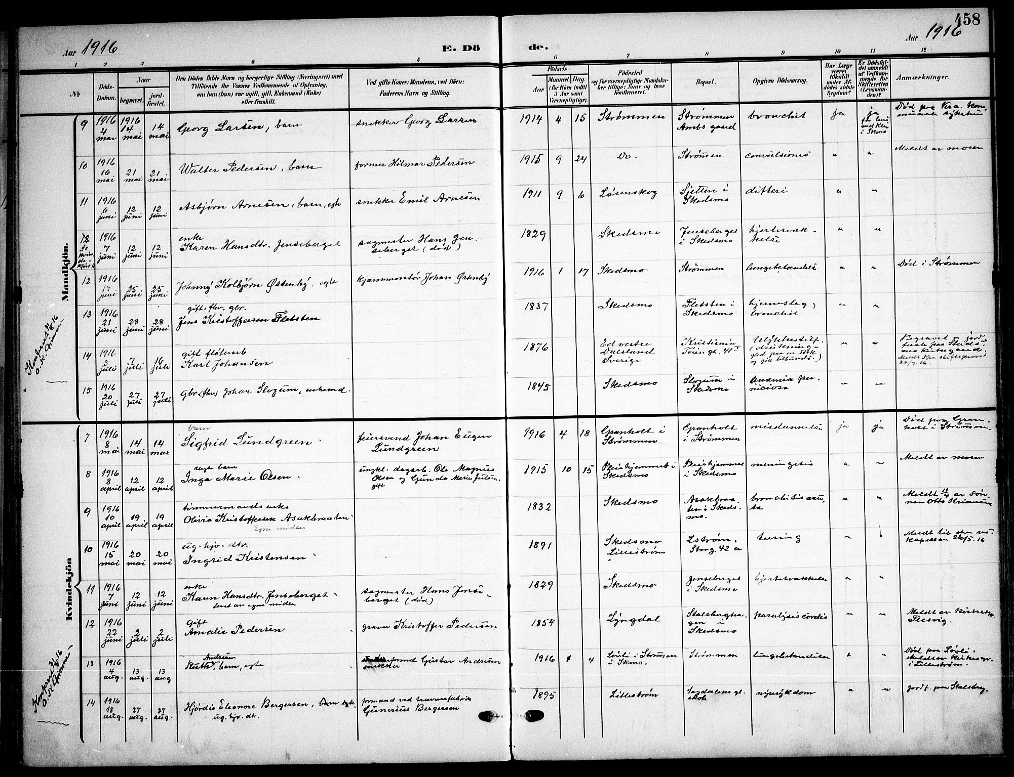 Skedsmo prestekontor Kirkebøker, AV/SAO-A-10033a/F/Fa/L0015: Ministerialbok nr. I 15, 1902-1917, s. 458