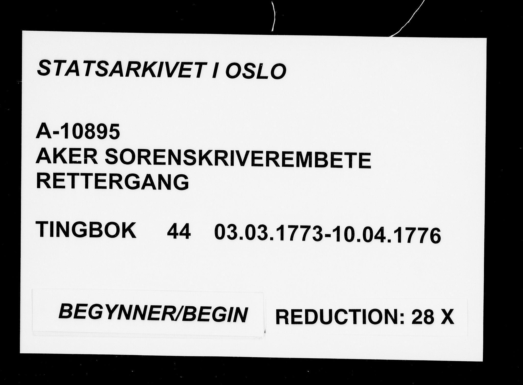 Aker sorenskriveri, AV/SAO-A-10895/F/Fb/L0044: Tingbok, 1773-1776