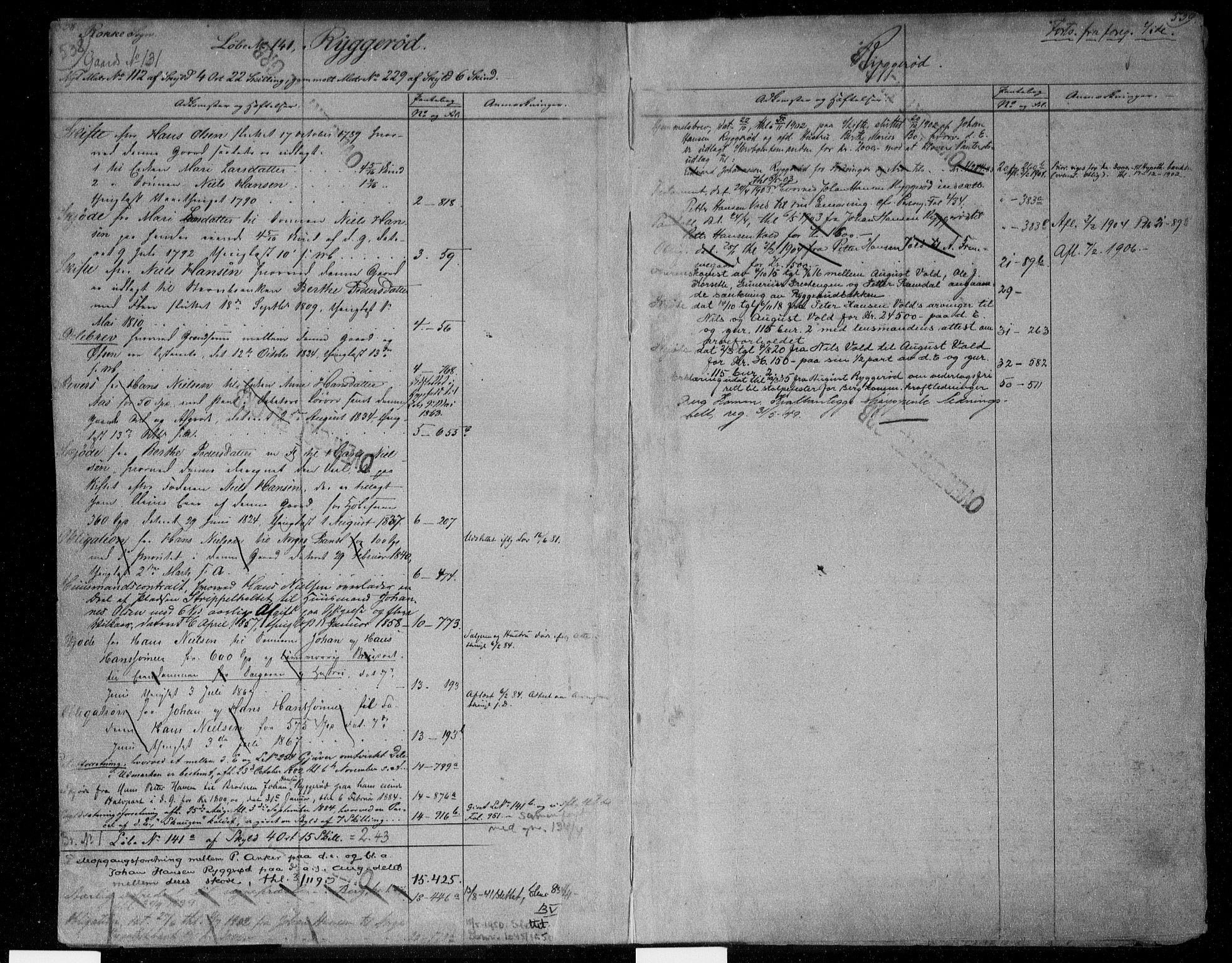 Idd og Marker sorenskriveri, AV/SAO-A-10283/G/Ga/Gac/L0004b: Panteregister nr. II 4b, 1848-1953, s. 538-539