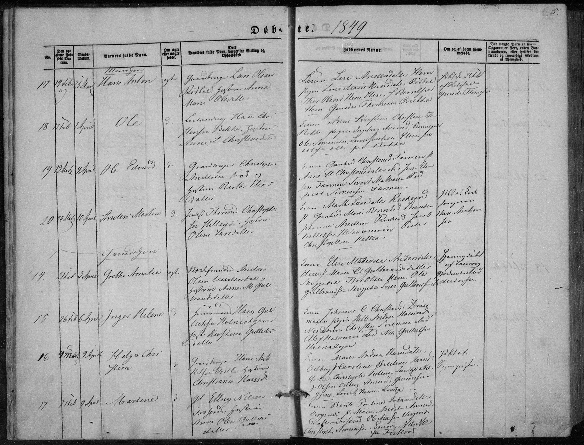 Hedrum kirkebøker, AV/SAKO-A-344/F/Fa/L0006: Ministerialbok nr. I 6, 1849-1857, s. 5
