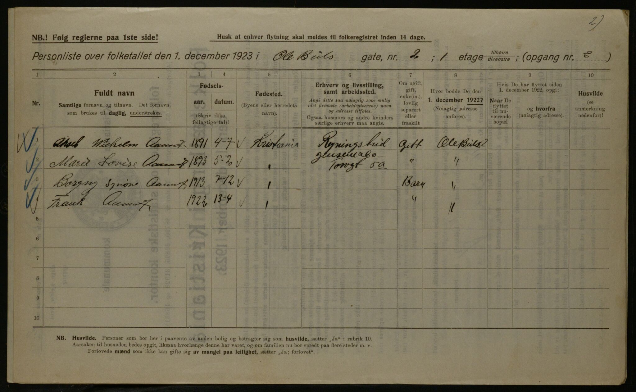 OBA, Kommunal folketelling 1.12.1923 for Kristiania, 1923, s. 82817