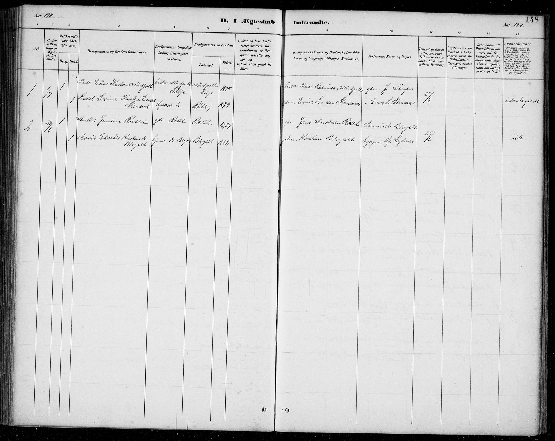 Innvik sokneprestembete, AV/SAB-A-80501: Klokkerbok nr. A 3, 1886-1912, s. 148