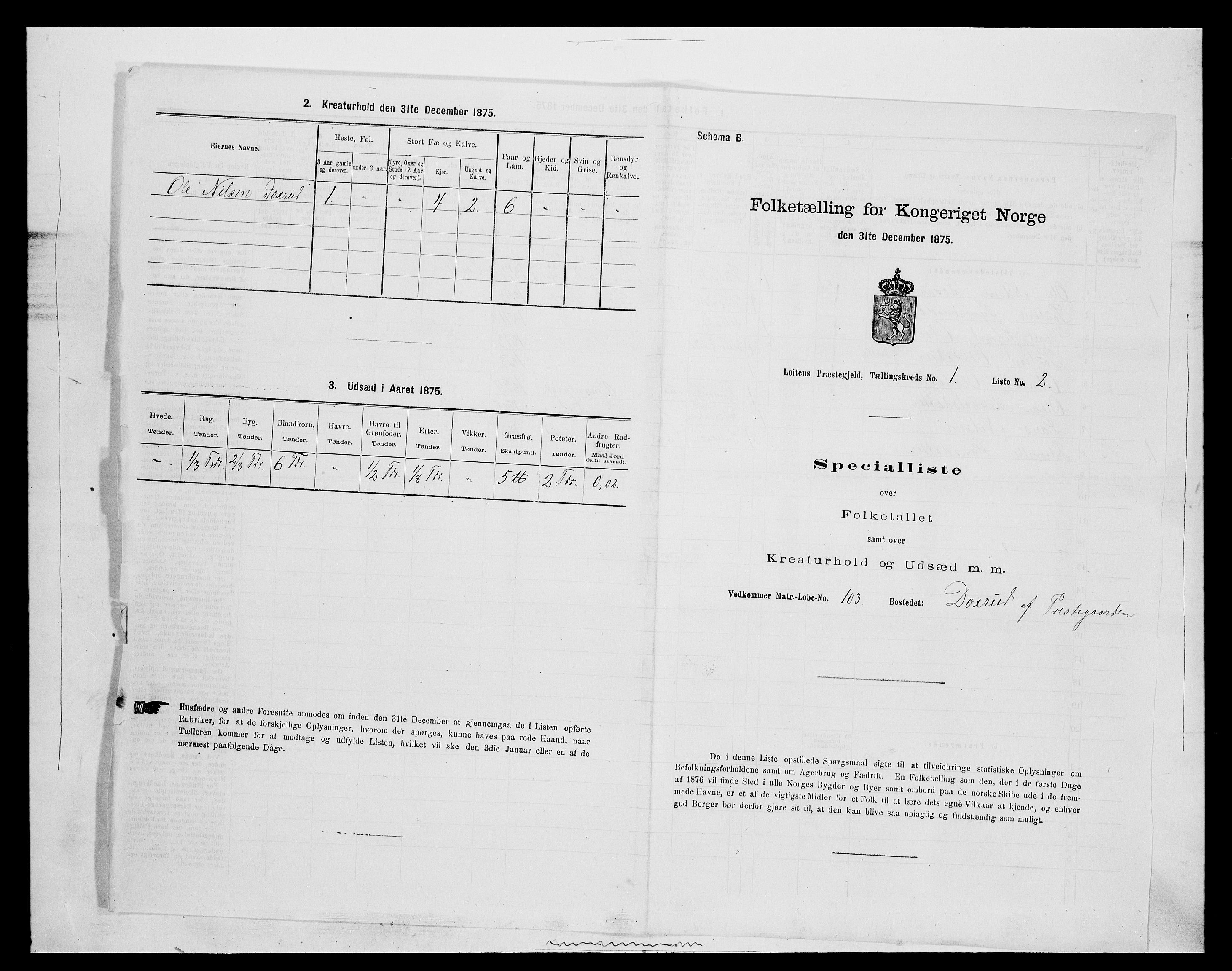 SAH, Folketelling 1875 for 0415P Løten prestegjeld, 1875, s. 107