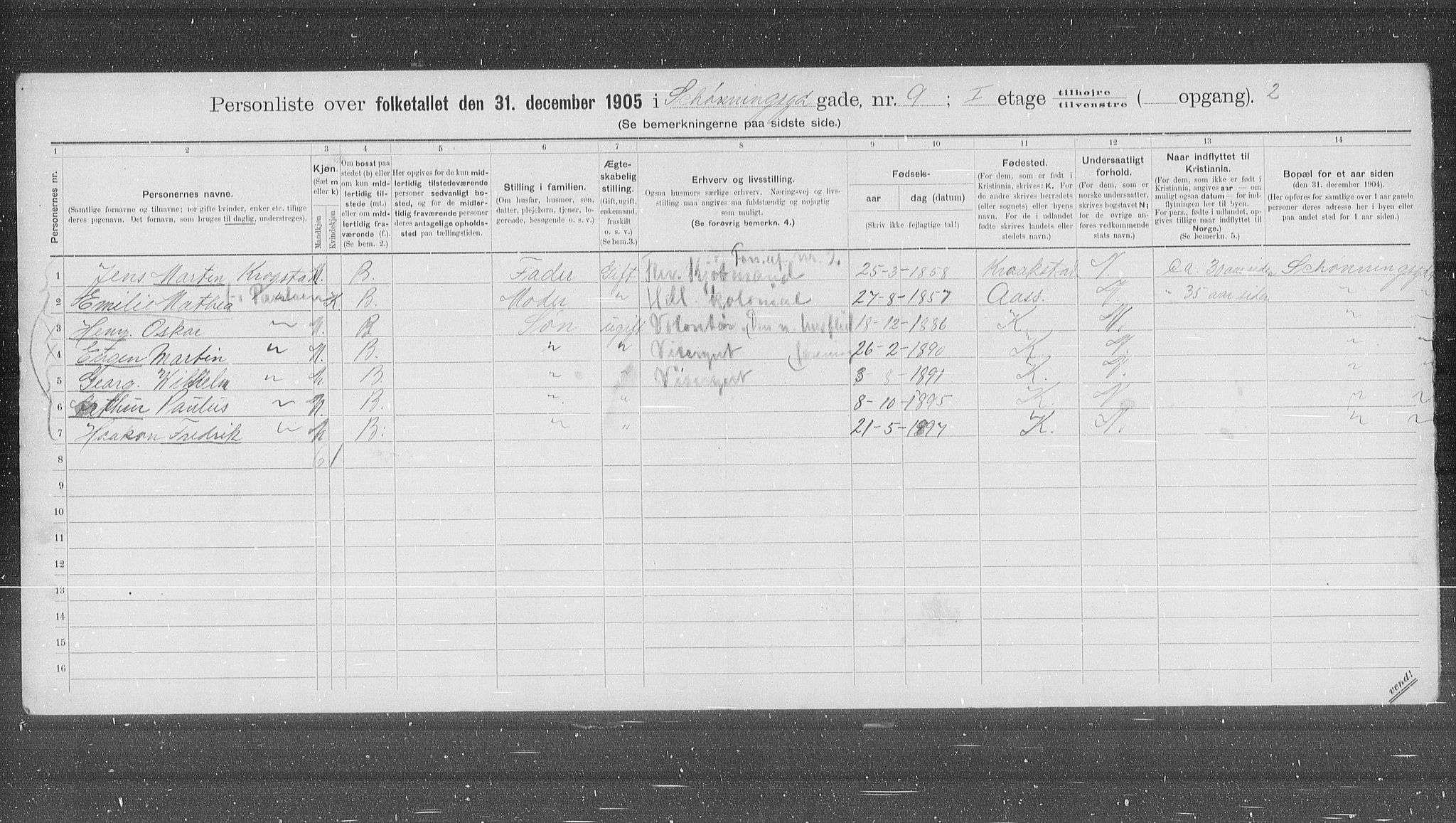 OBA, Kommunal folketelling 31.12.1905 for Kristiania kjøpstad, 1905, s. 48613