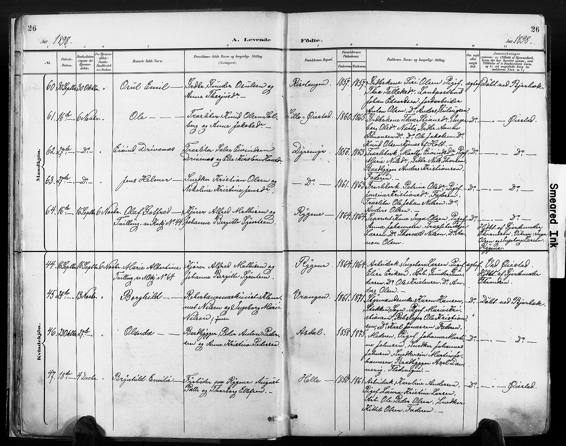 Øyestad sokneprestkontor, AV/SAK-1111-0049/F/Fa/L0018: Ministerialbok nr. A 18, 1897-1907, s. 26