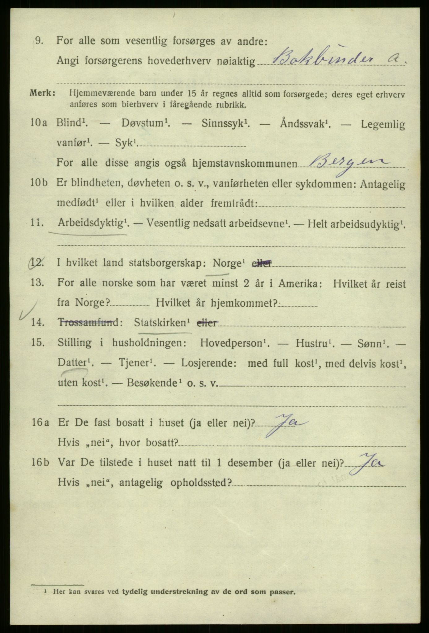 SAB, Folketelling 1920 for 1301 Bergen kjøpstad, 1920, s. 172107