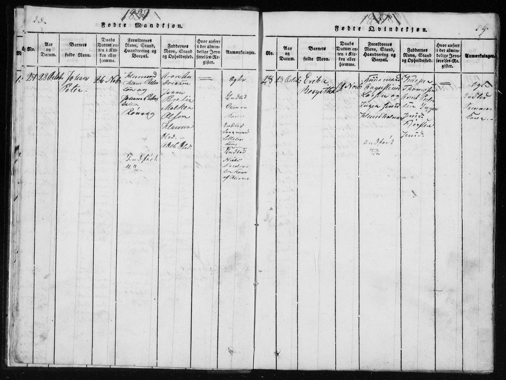 Ministerialprotokoller, klokkerbøker og fødselsregistre - Nordland, SAT/A-1459/801/L0027: Klokkerbok nr. 801C02, 1835-1845, s. 28-29