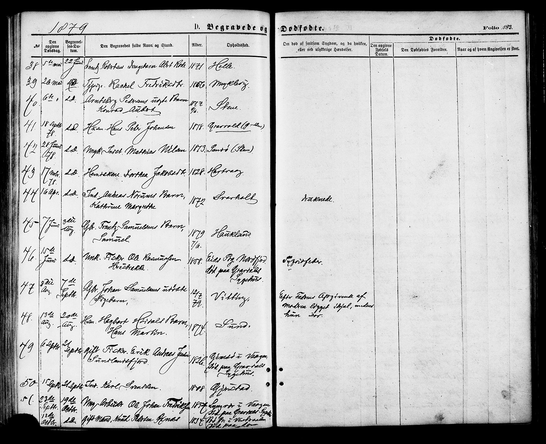 Ministerialprotokoller, klokkerbøker og fødselsregistre - Nordland, AV/SAT-A-1459/881/L1166: Klokkerbok nr. 881C03, 1876-1885, s. 183